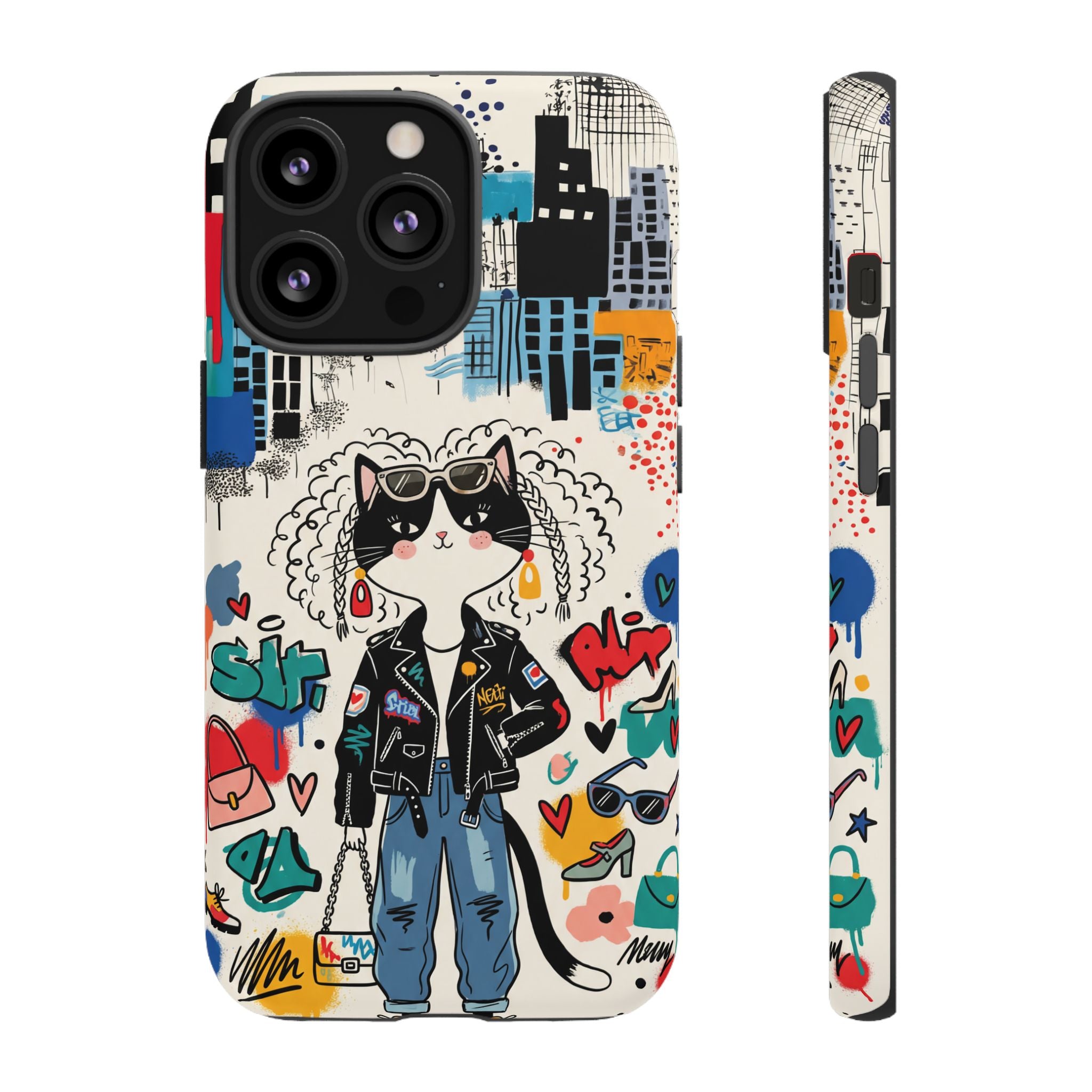 Punk City Cat Graffiti Design iPhone Case