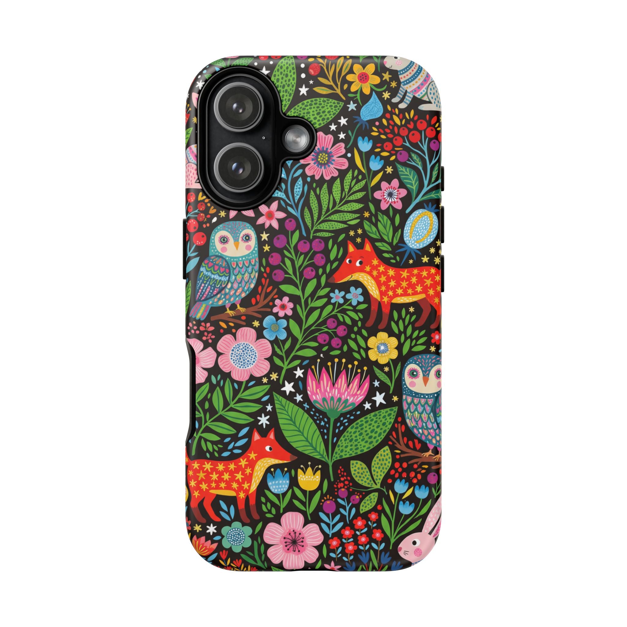 Floral Woodland iPhone Case | Colourful Fox & Owl Protective Cover