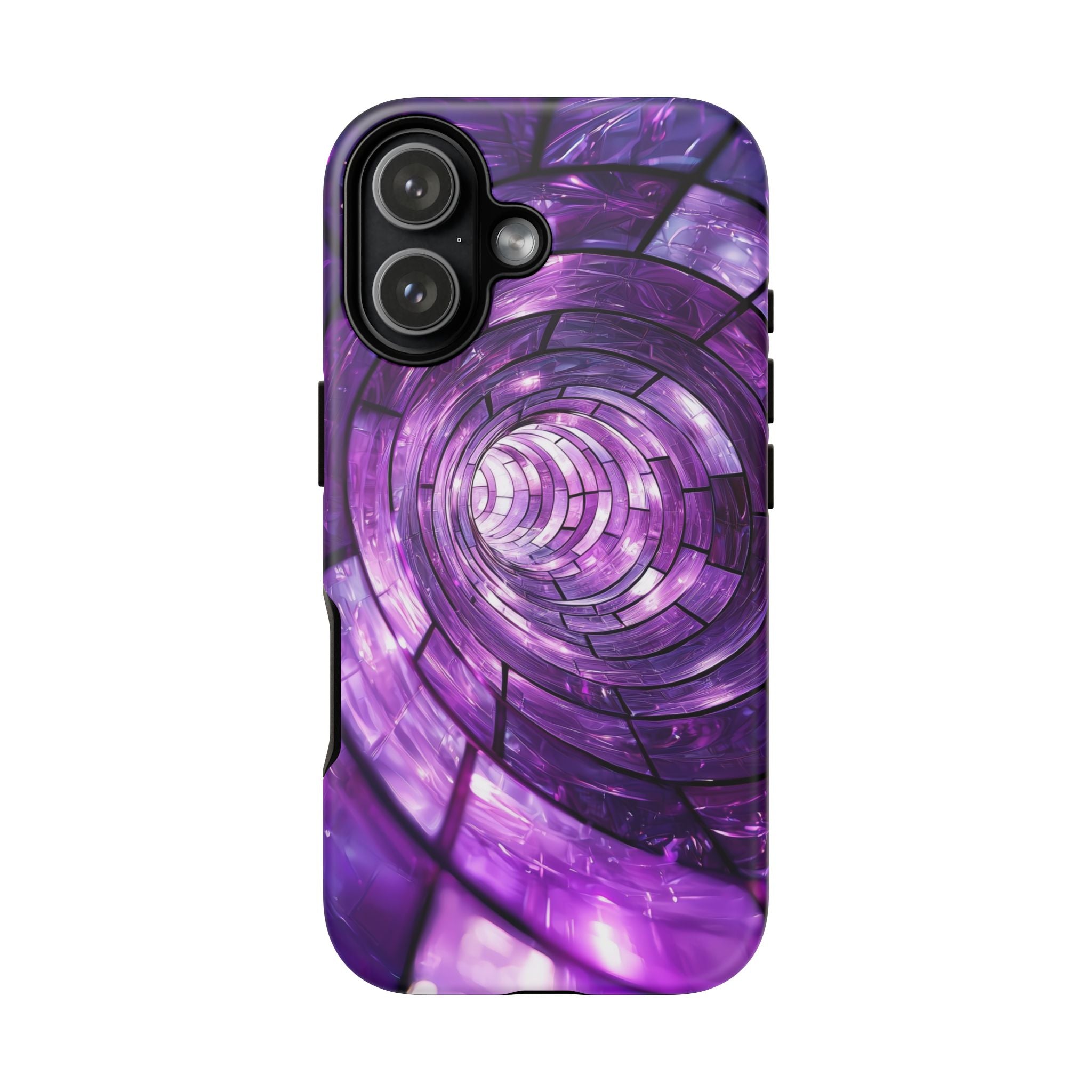 Purple Vortex Tough iPhone Case — Abstract Spiral Protective Cover