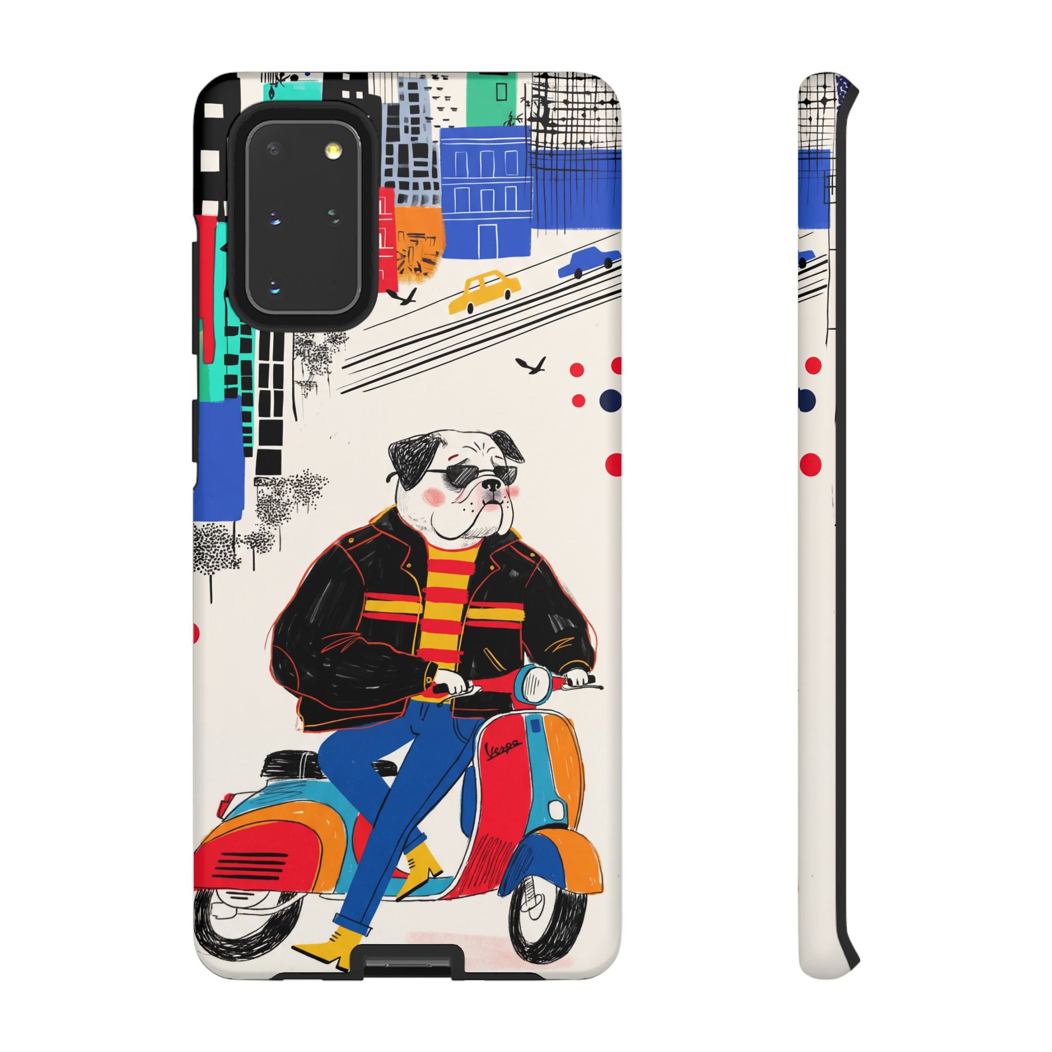 Bulldog Vespa Samsung Galaxy Phone Case | Retro Scooter Dog Protective Cover