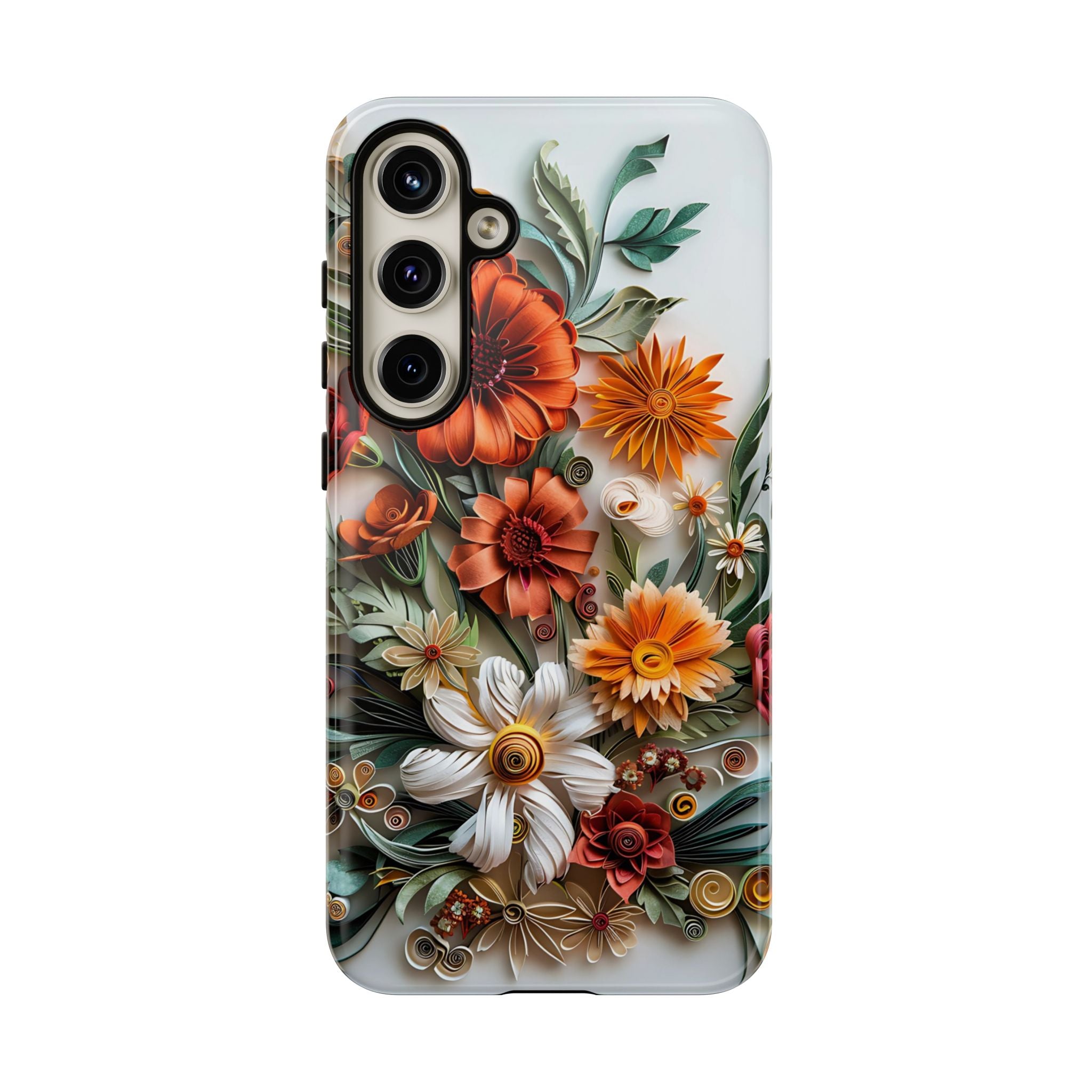 Floral Quilling Tough Samsung Galaxy Case — Orange Daisy
