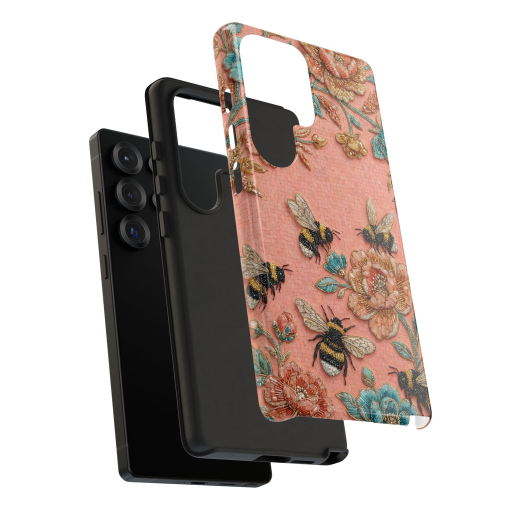 Custodia protettiva per Samsung Galaxy Floreale Ape Resistente | Cover protettiva vintage con giardino rosa