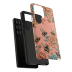 Custodia protettiva per Samsung Galaxy Floreale Ape Resistente | Cover protettiva vintage con giardino rosa