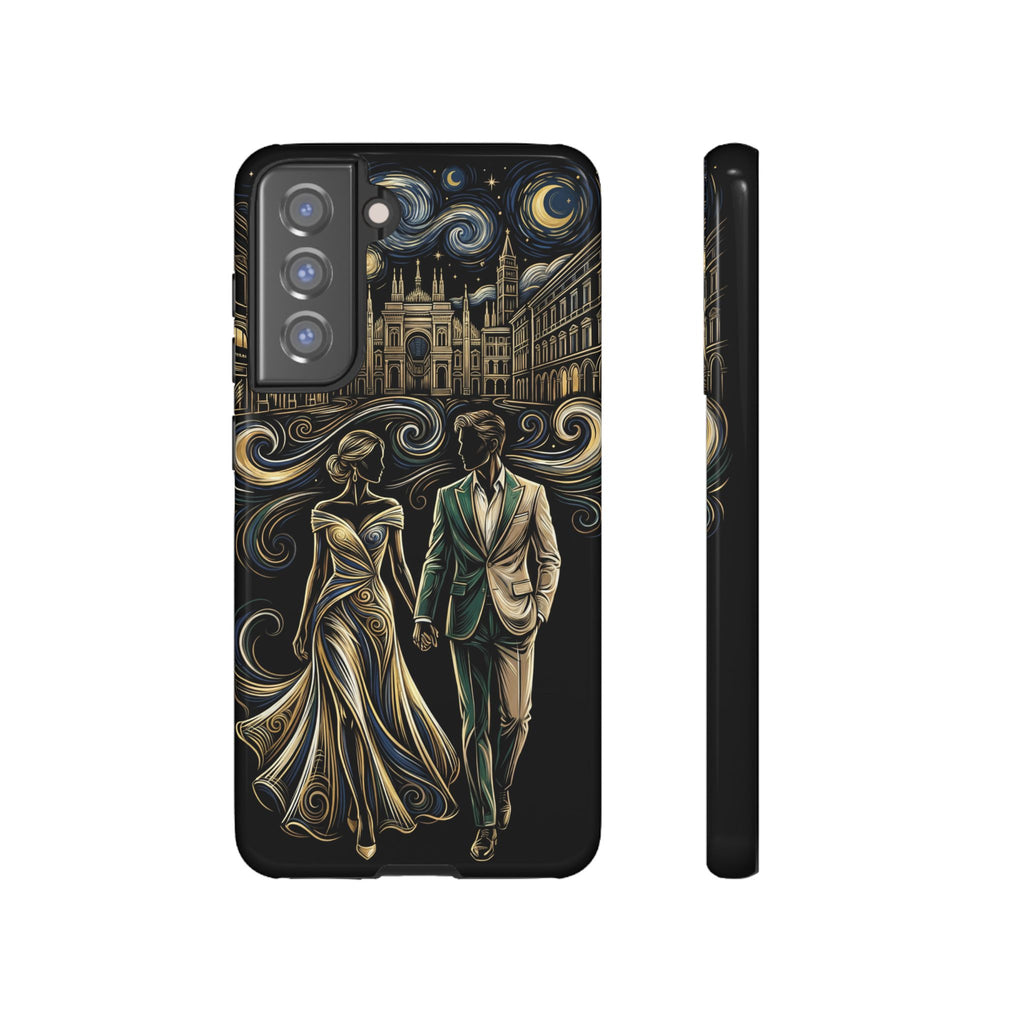 Romantic Night Walk Samsung Galaxy Phone Case | Elegant Couple Art