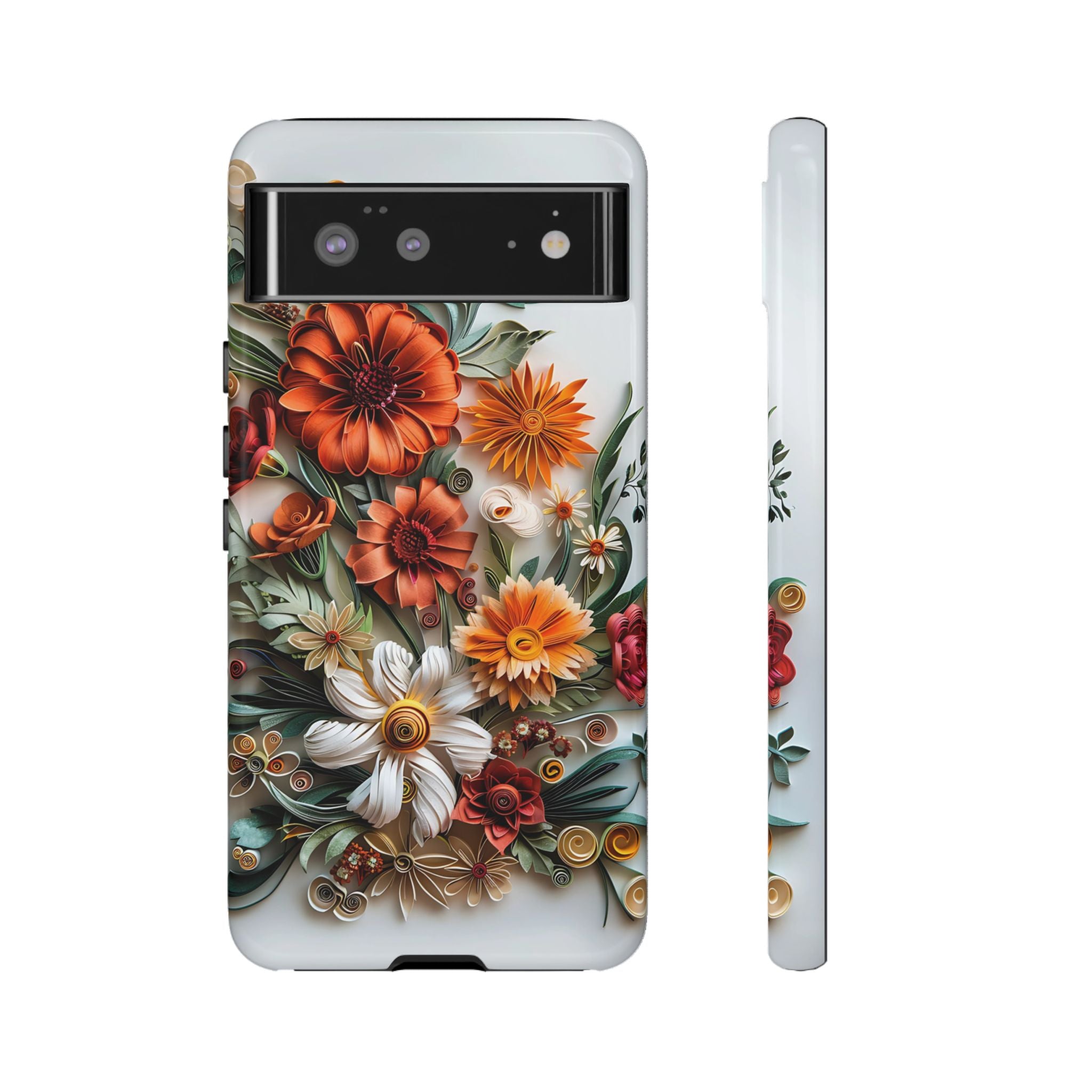 Floral Quilling Tough Google Pixel Case — Orange Daisy
