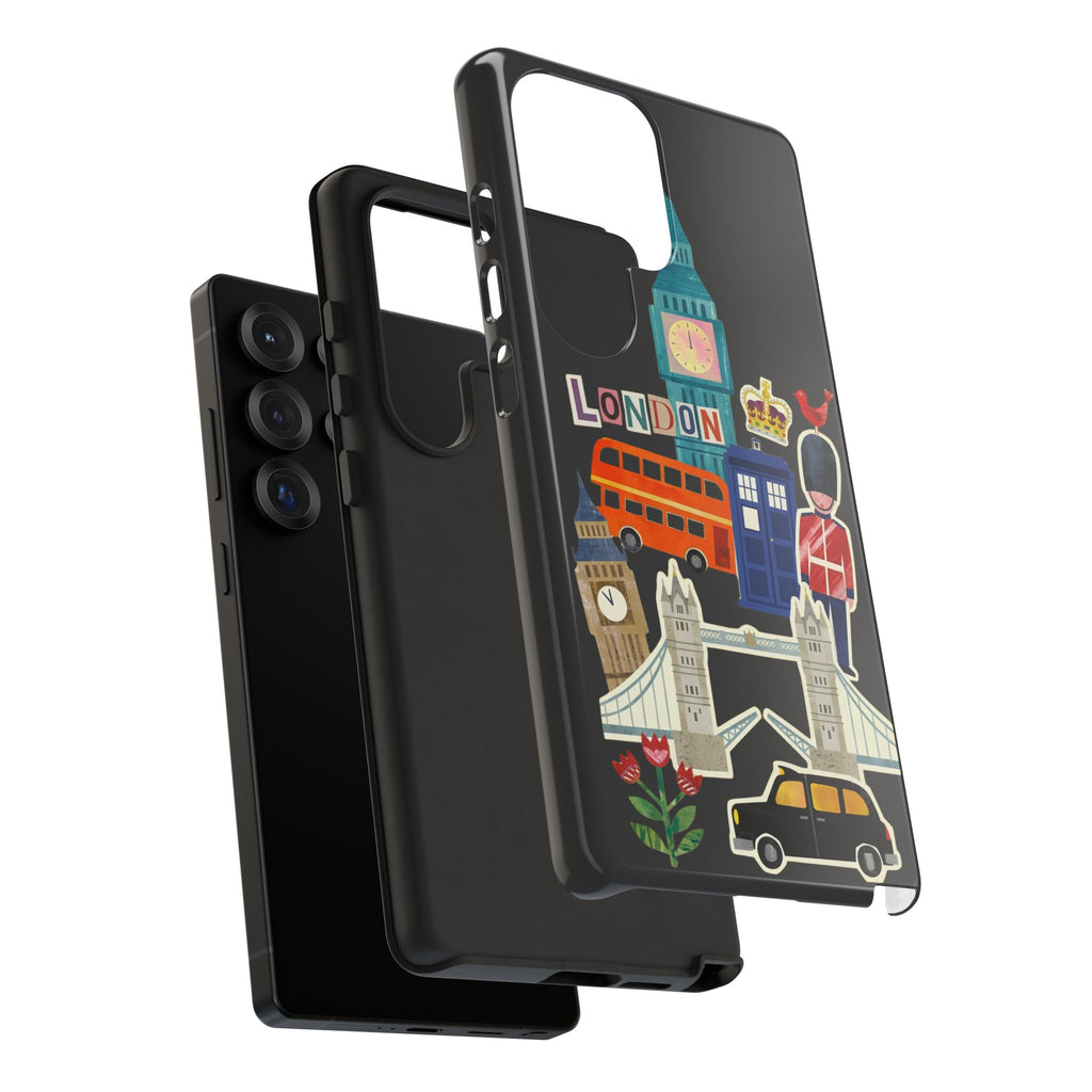 London Travel Samsung Galaxy Phone Case Aesthetic Sticker Collage Cute Retro City Cover