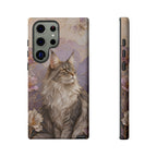 Maine Coon Cat Samsung Galaxy Phone Case | Floral Cat Phone Case