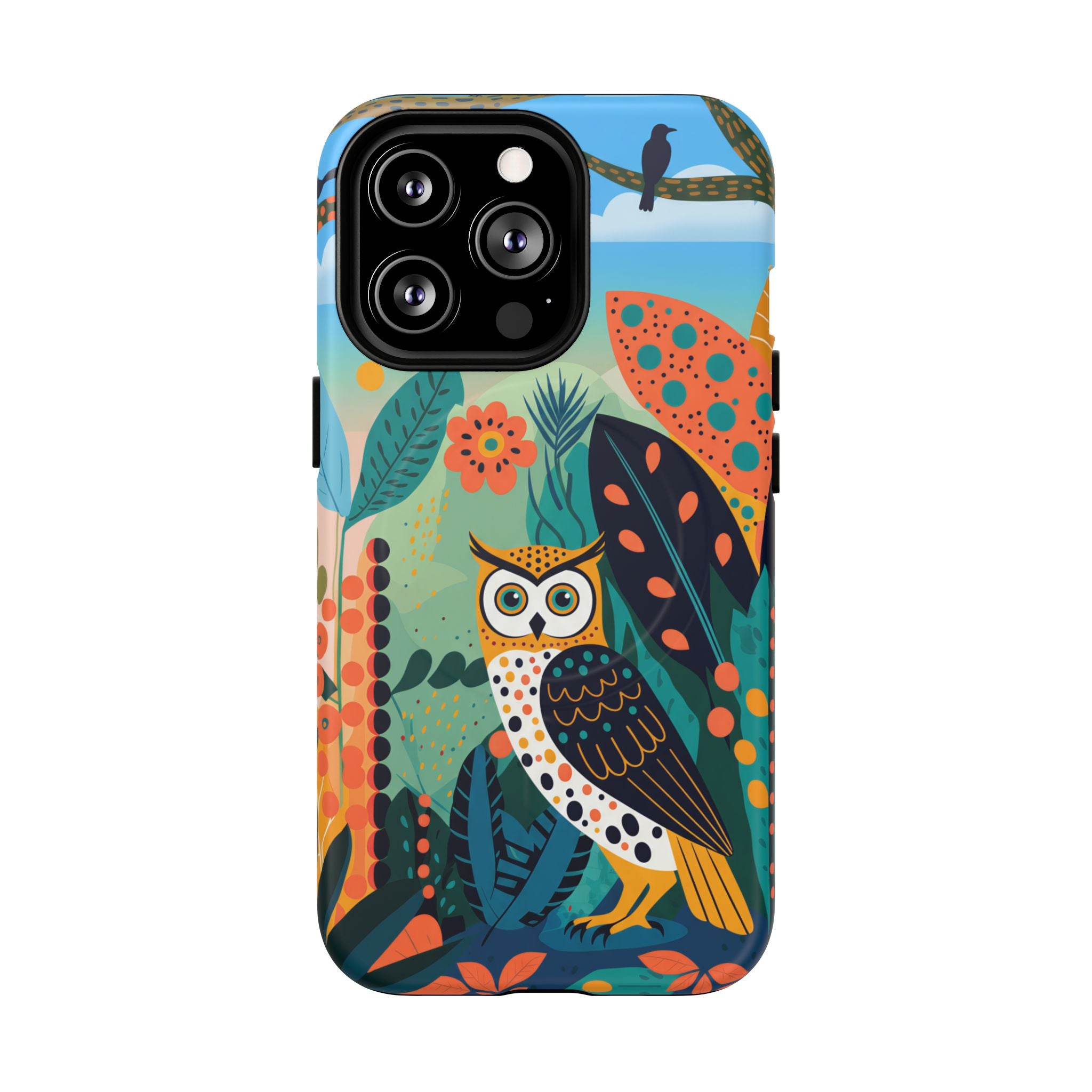 Botanical Forest Colourful Owl MagSafe iPhone Case