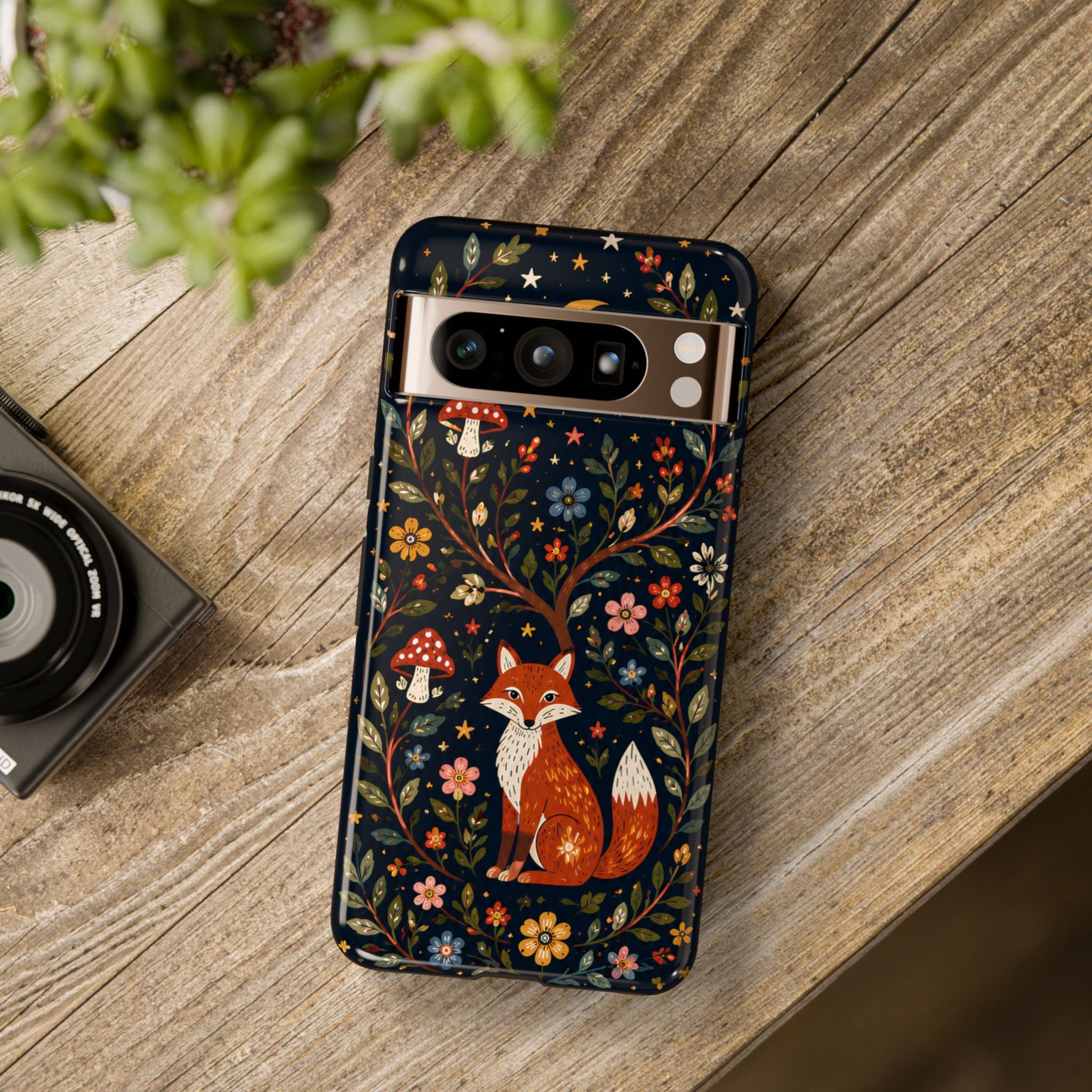 Fox Moon Google Pixel Phone Case | Whimsical Floral Night Woodland Protective Case