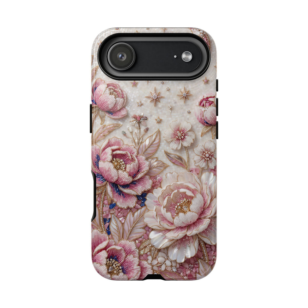 Custodia Floreale per Telefono Robusta Luna | Cover Protettiva Peonia Rosa Vintage