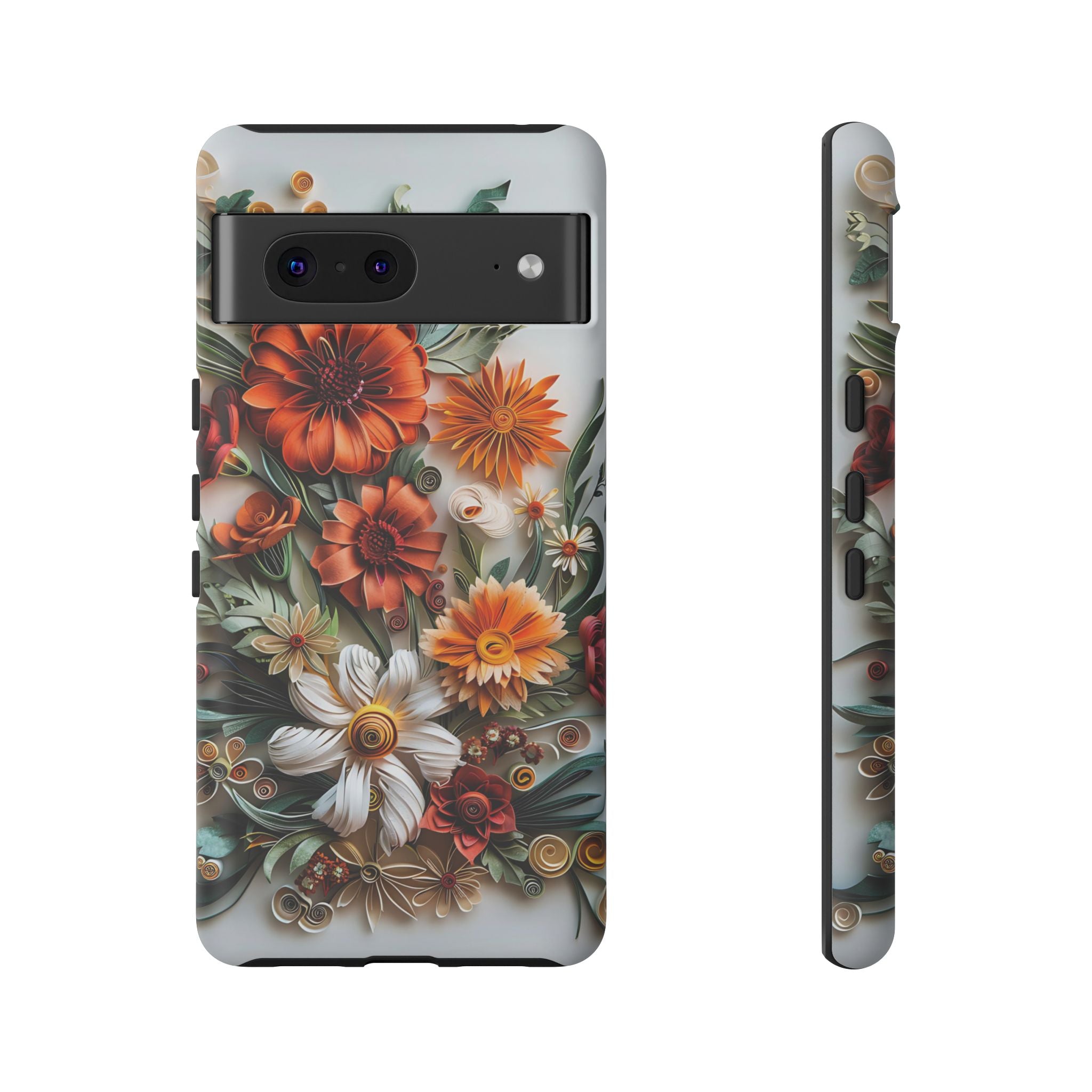 Floral Quilling Tough Google Pixel Case — Orange Daisy