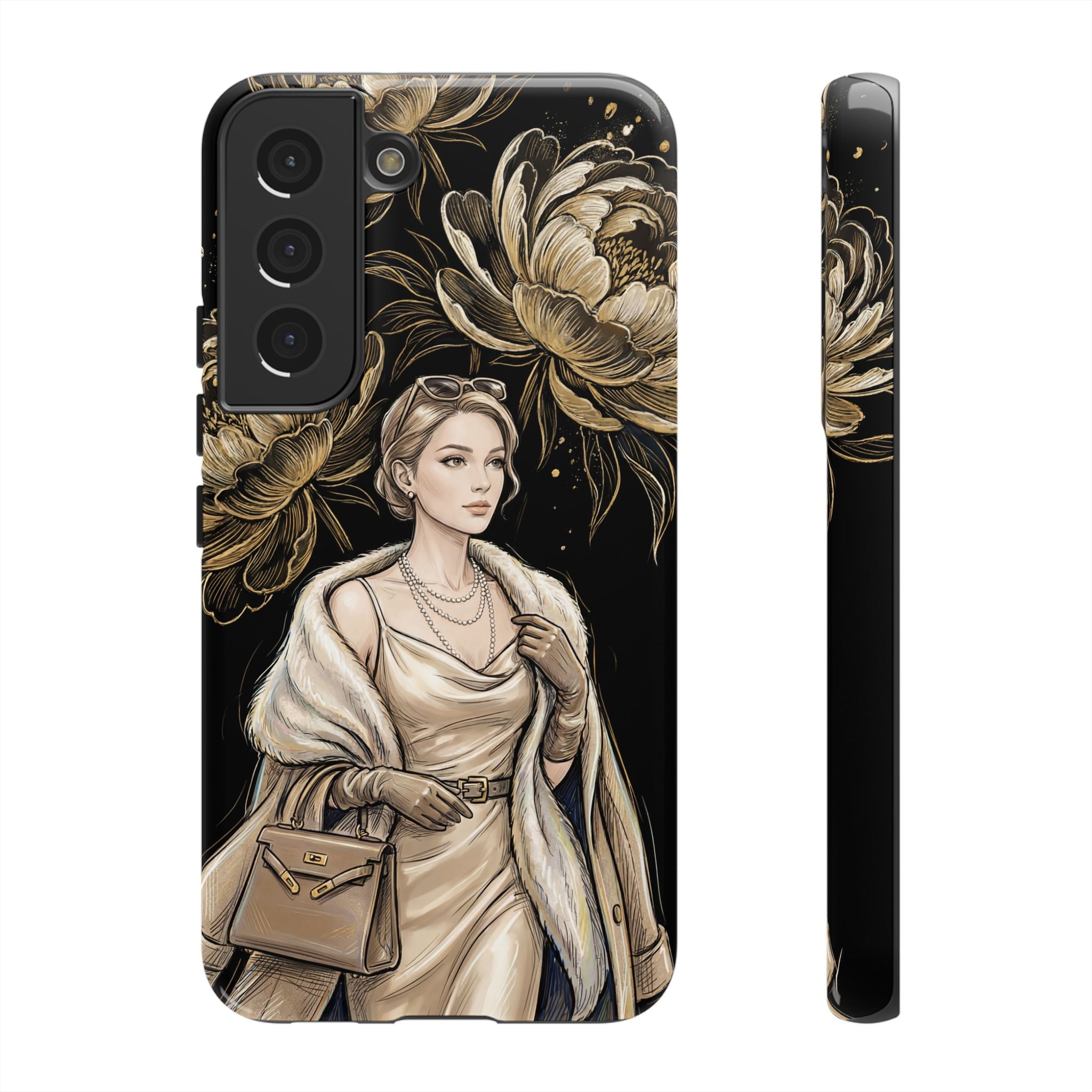 Elegant Vintage Lady Floral Samsung Galaxy Phone Case | Chic Protective Cover for Women