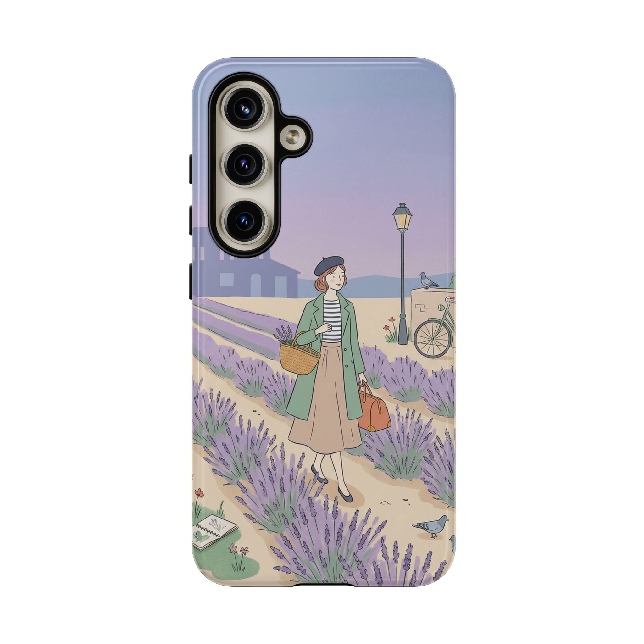 Lavender Field Samsung Galaxy Phone Case | Vintage Travel Illustration Protective Case