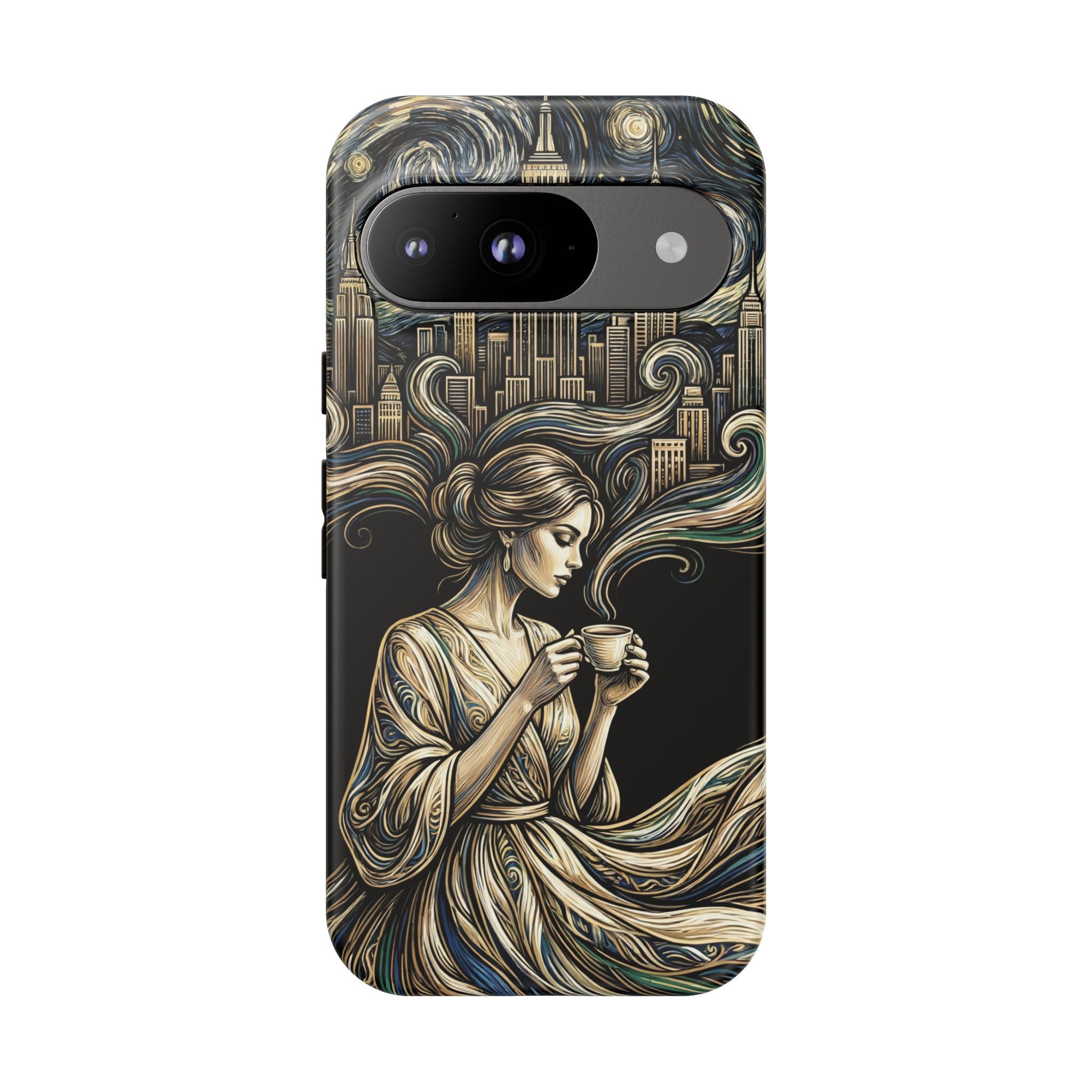 Vintage Cityscape Woman Tea Art Google Pixel Phone Case