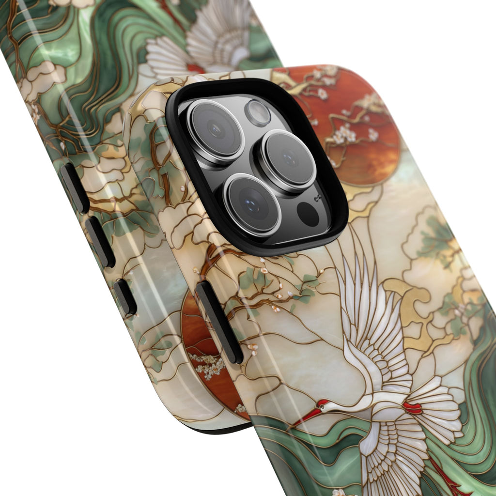 Custodia protettiva per iPhone Cranes &amp; Waves | Cover per telefono ispirata all'arte giapponese