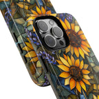 Sunflower Stained Glass Tough iPhone Case | Floral Protective Cover
