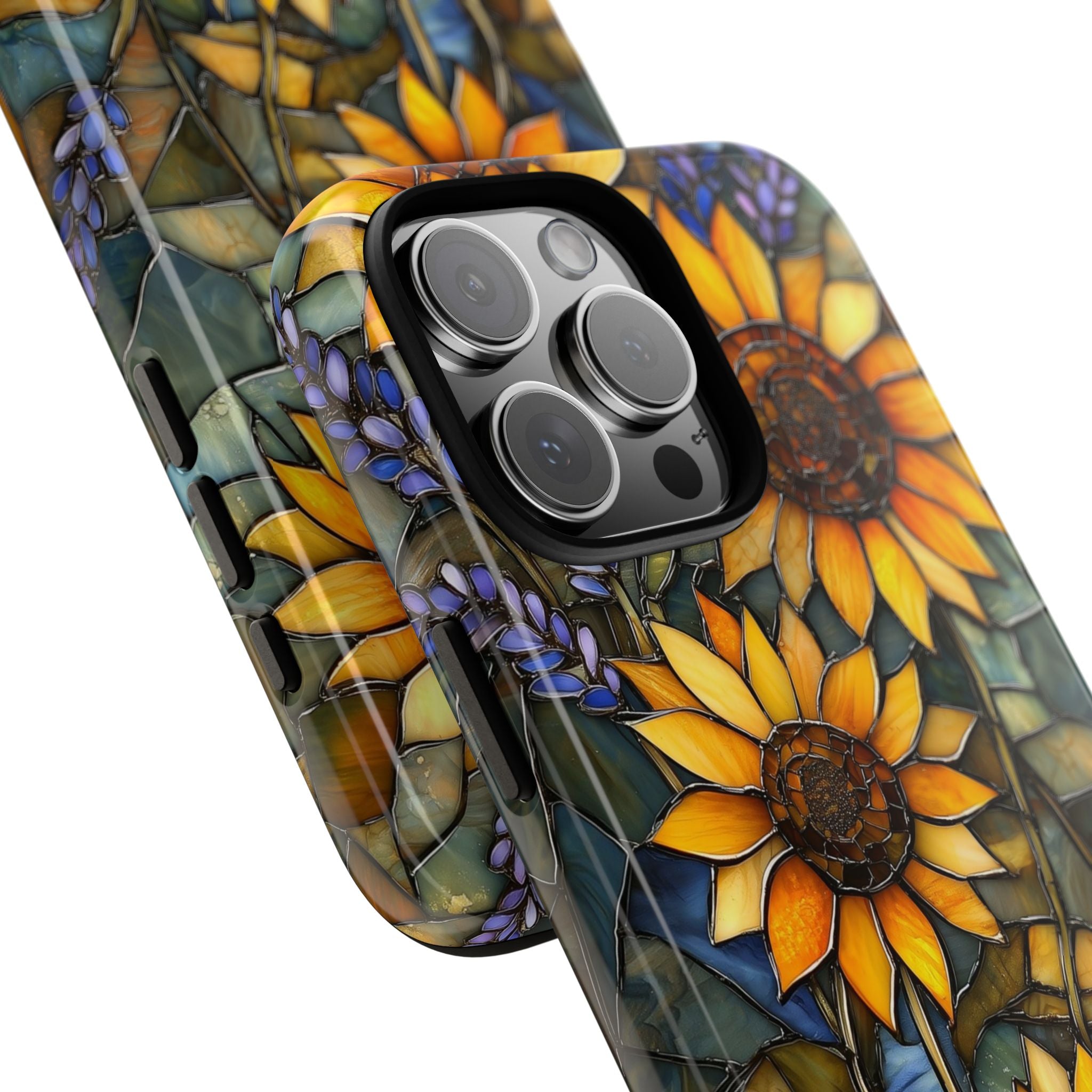 Sunflower Stained Glass Tough iPhone Case | Floral Protective Cover
