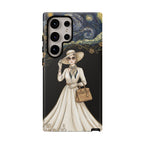 Vintage Starry Night Fashion Samsung Galaxy Phone Case | Elegant Lady in White Dress