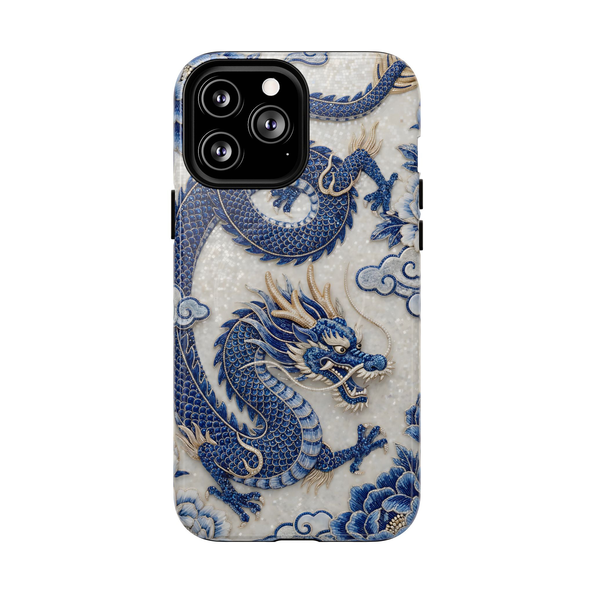 Asian Zodiac Dragon MagSafe iPhone Case V2 | Blue & White Porcelain Luxury Protective Case | Year of the Dragon Gift