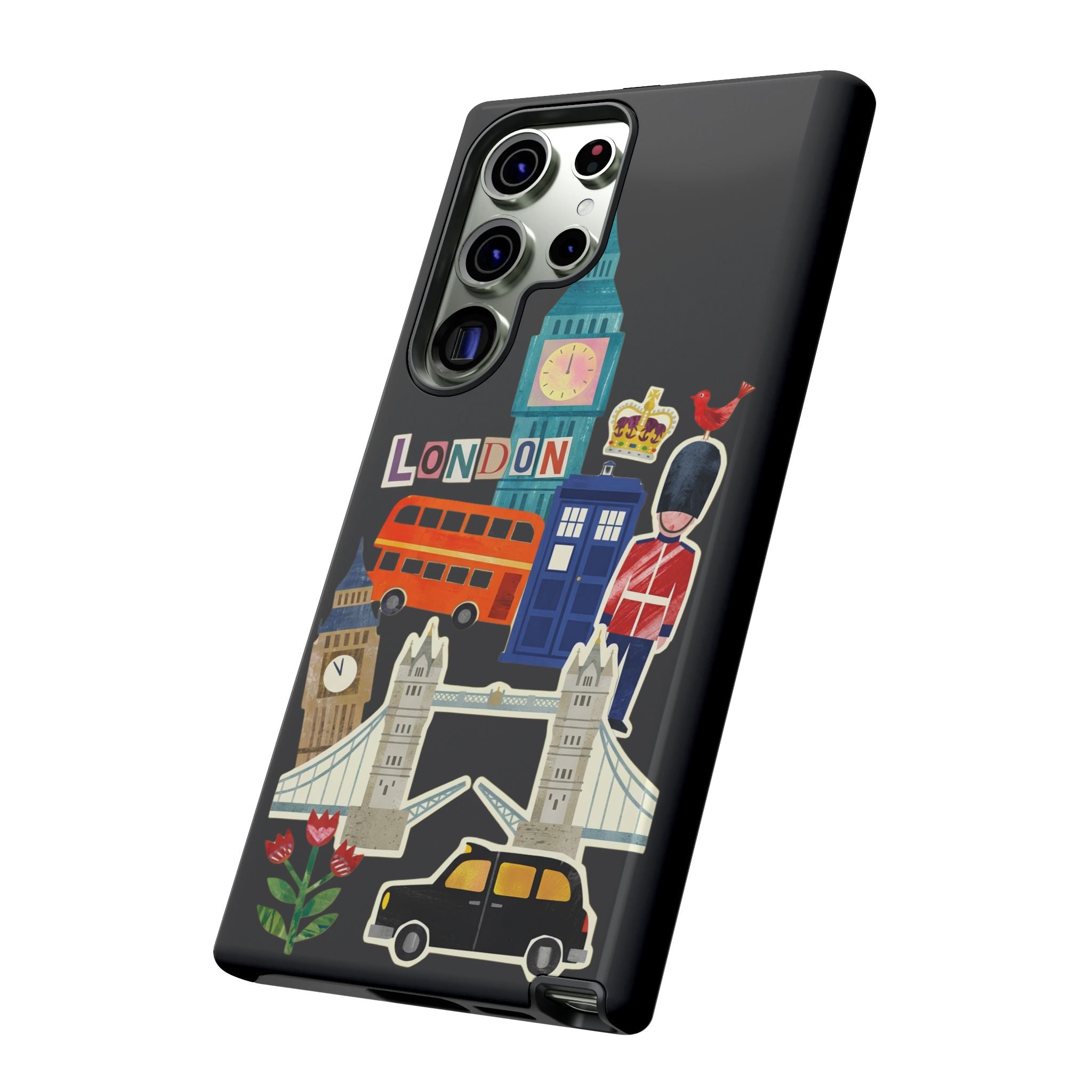 London Travel Samsung Galaxy Phone Case Aesthetic Sticker Collage Cute Retro City Cover