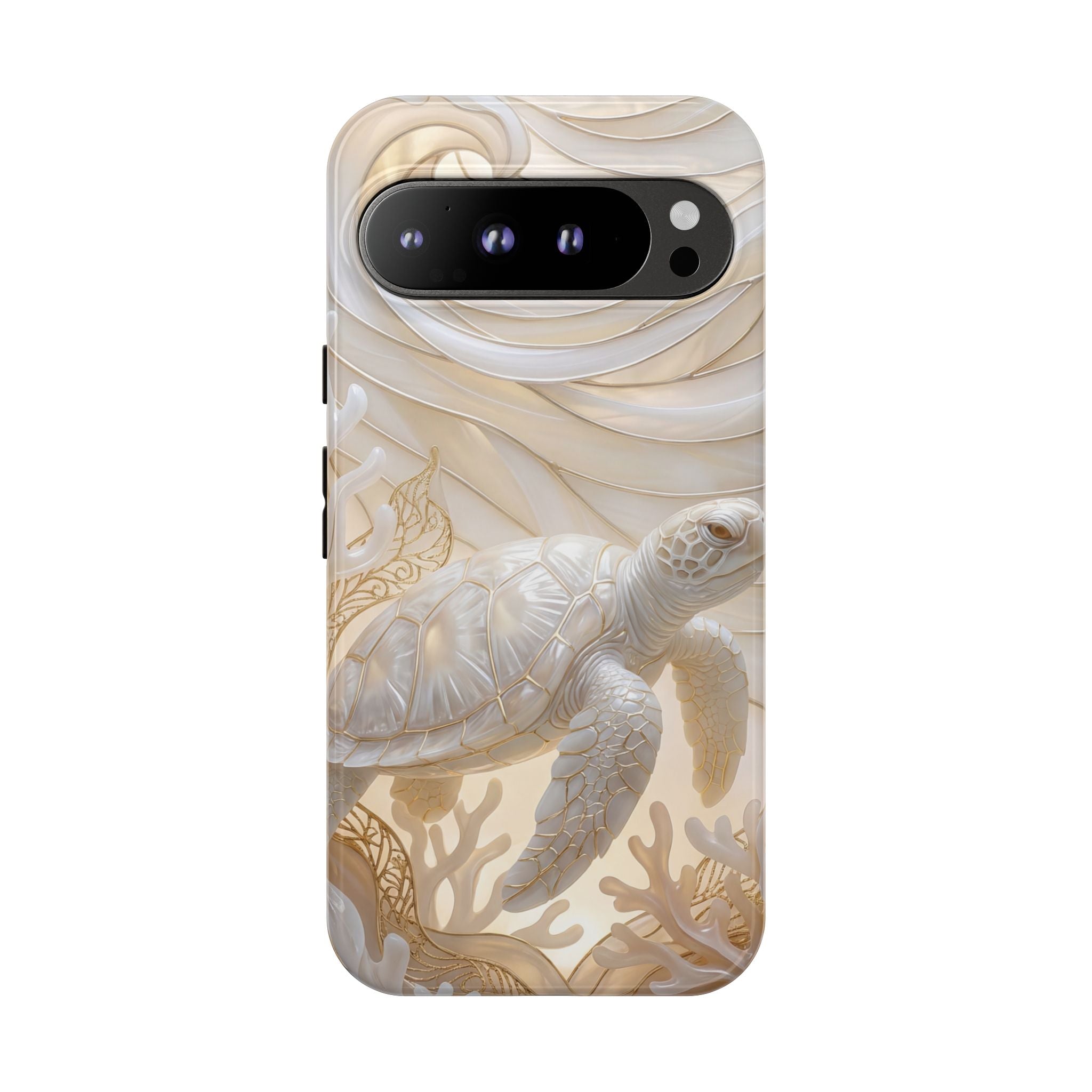 Sea Turtle Tough Google Pixel Case — Elegant Nautical Coral Design