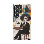 Paris Cafe Chic Samsung Galaxy Phone Case | Stylish Woman Illustration iPhone Cover