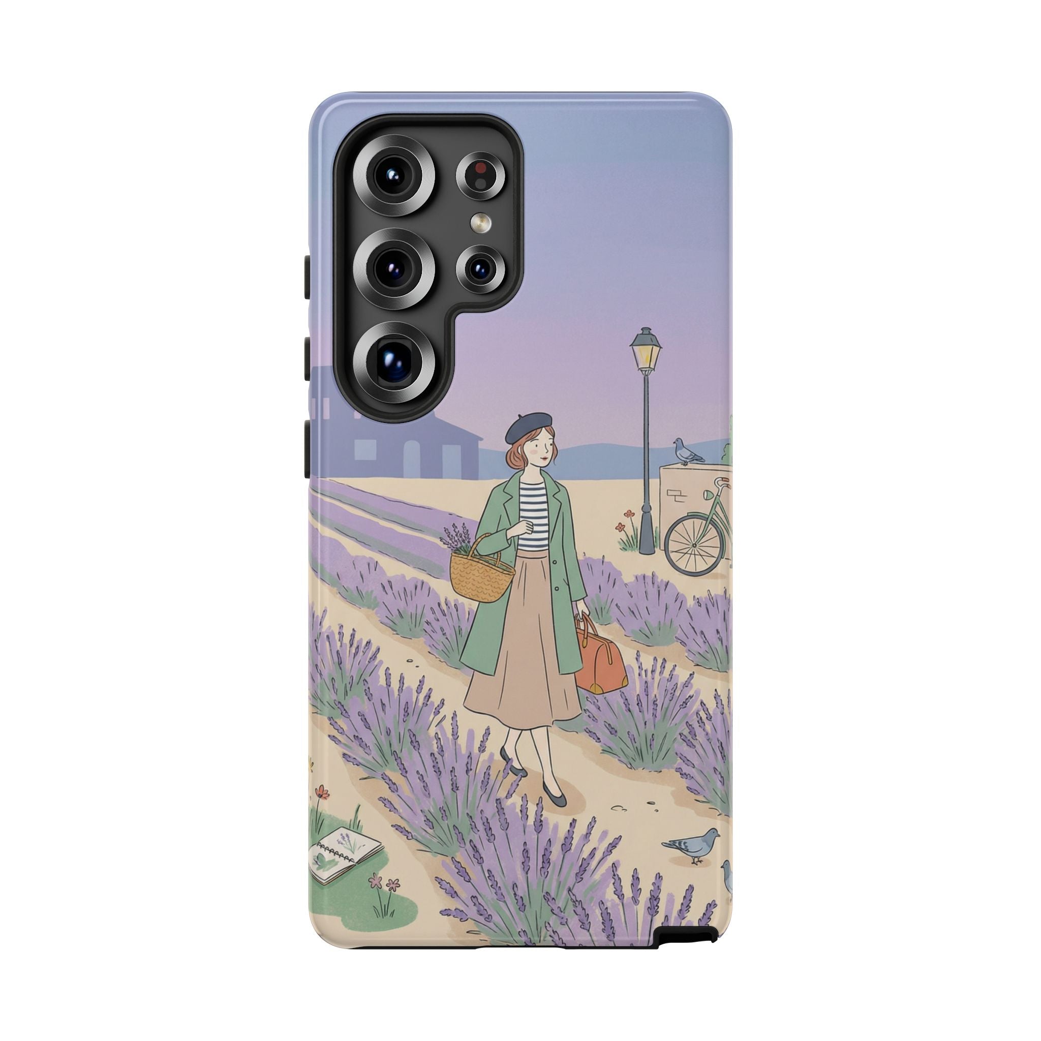 Lavender Field Samsung Galaxy Phone Case | Vintage Travel Illustration Protective Case