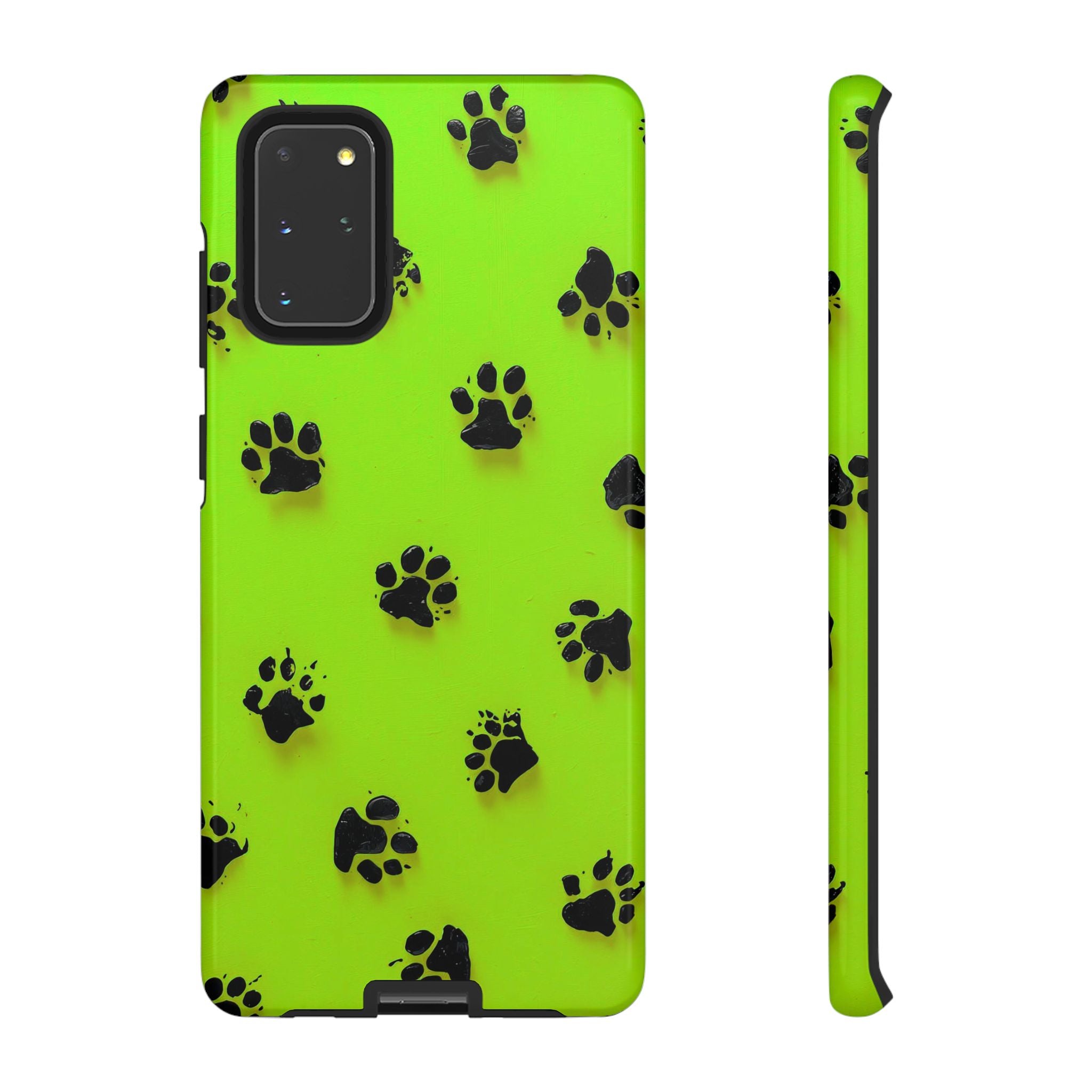 Neon Paw Print Tough Samsung Galaxy Case — Shockproof Pet Lover iPhone Cover