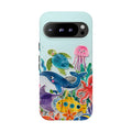 Cute Coastal Ocean Google Pixel Phone Case | Aesthetic Whale Turtle Marine Life Cover