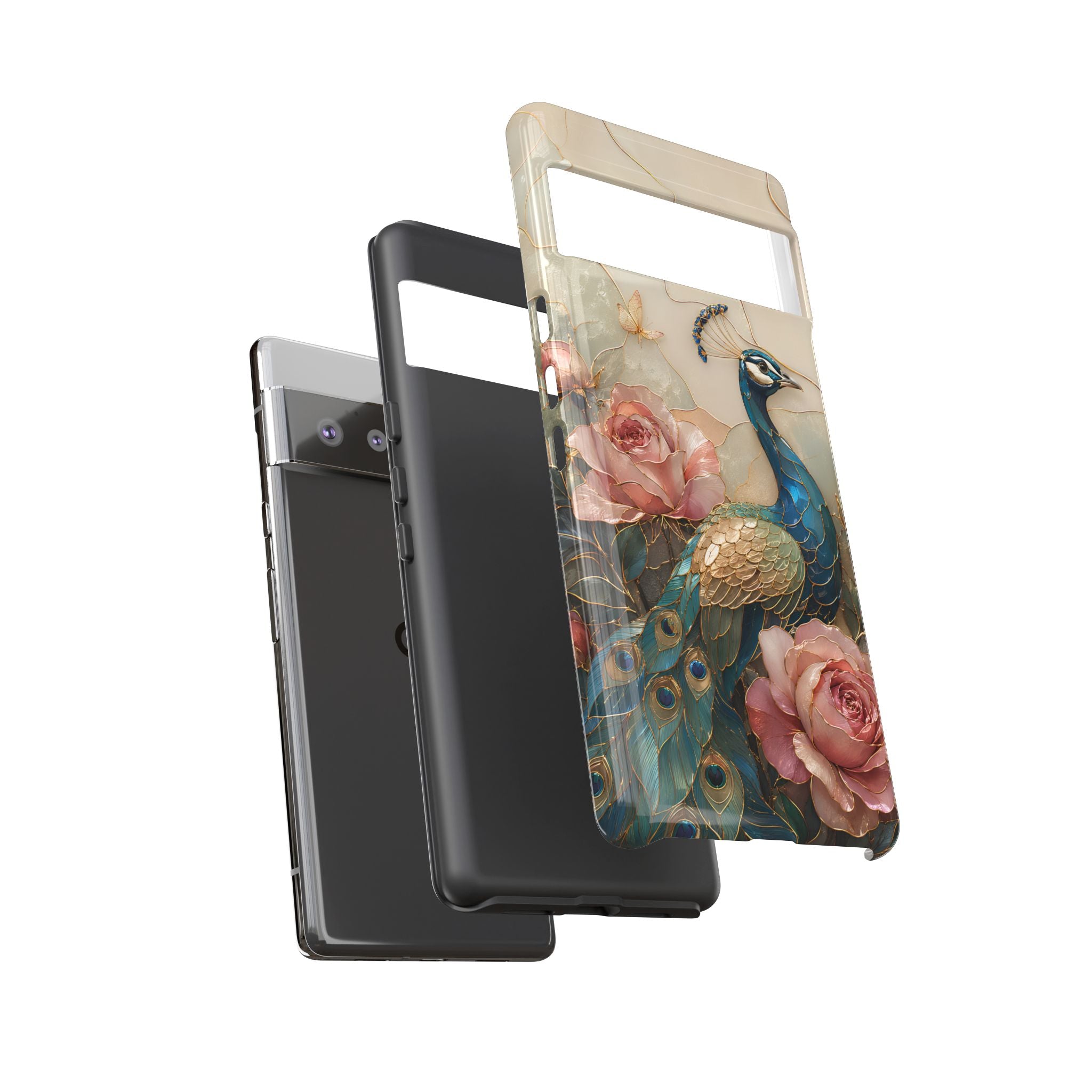 Peacock & Rose Google Pixel Phone Case | Vintage Floral Phone Case