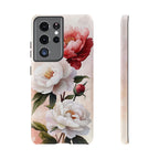 Custodia per Samsung Galaxy con motivo floreale Peony | Rosa bianca vintage