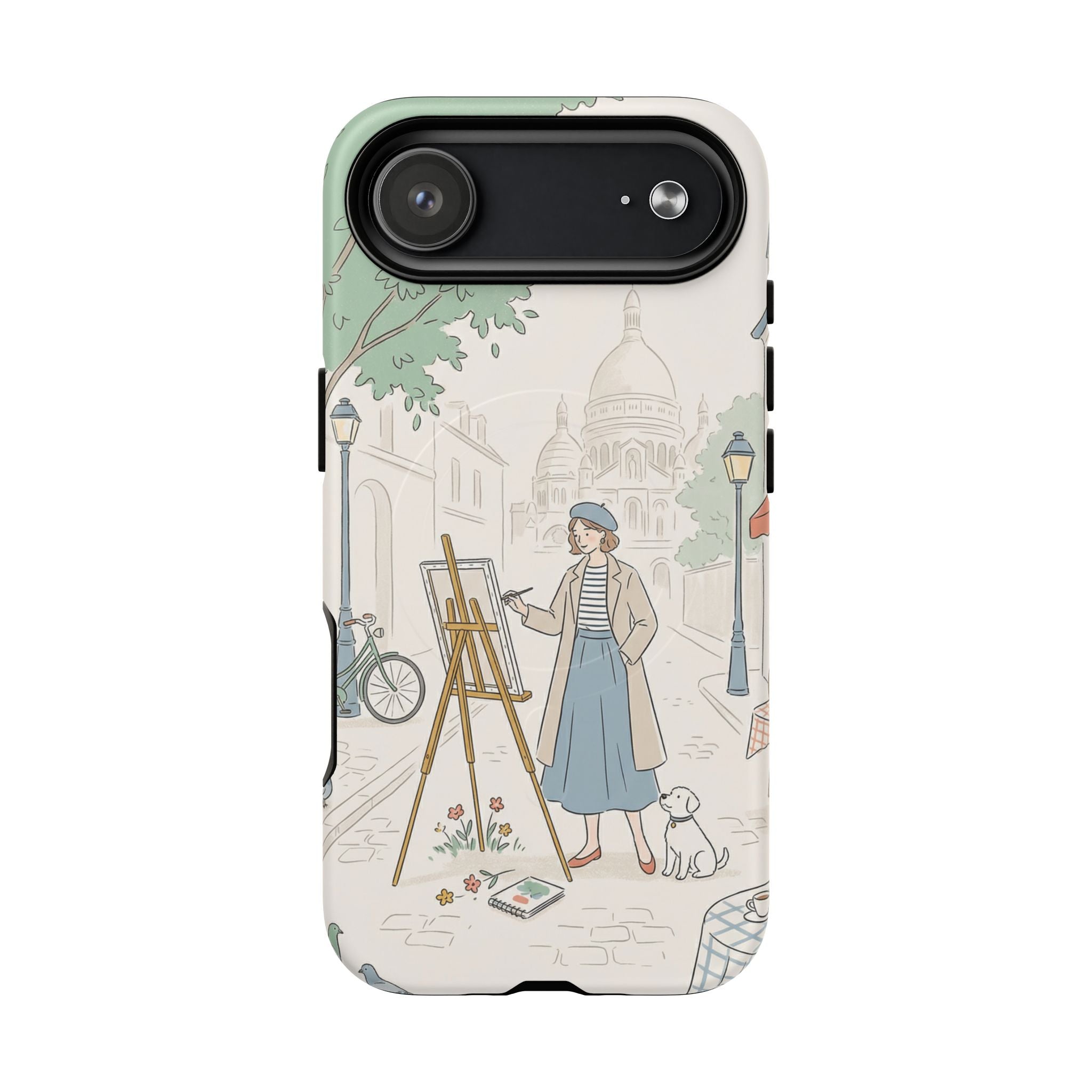 Artist in Paris MagSafe iPhone Case | Vintage Painter Street Scene Protective Cover