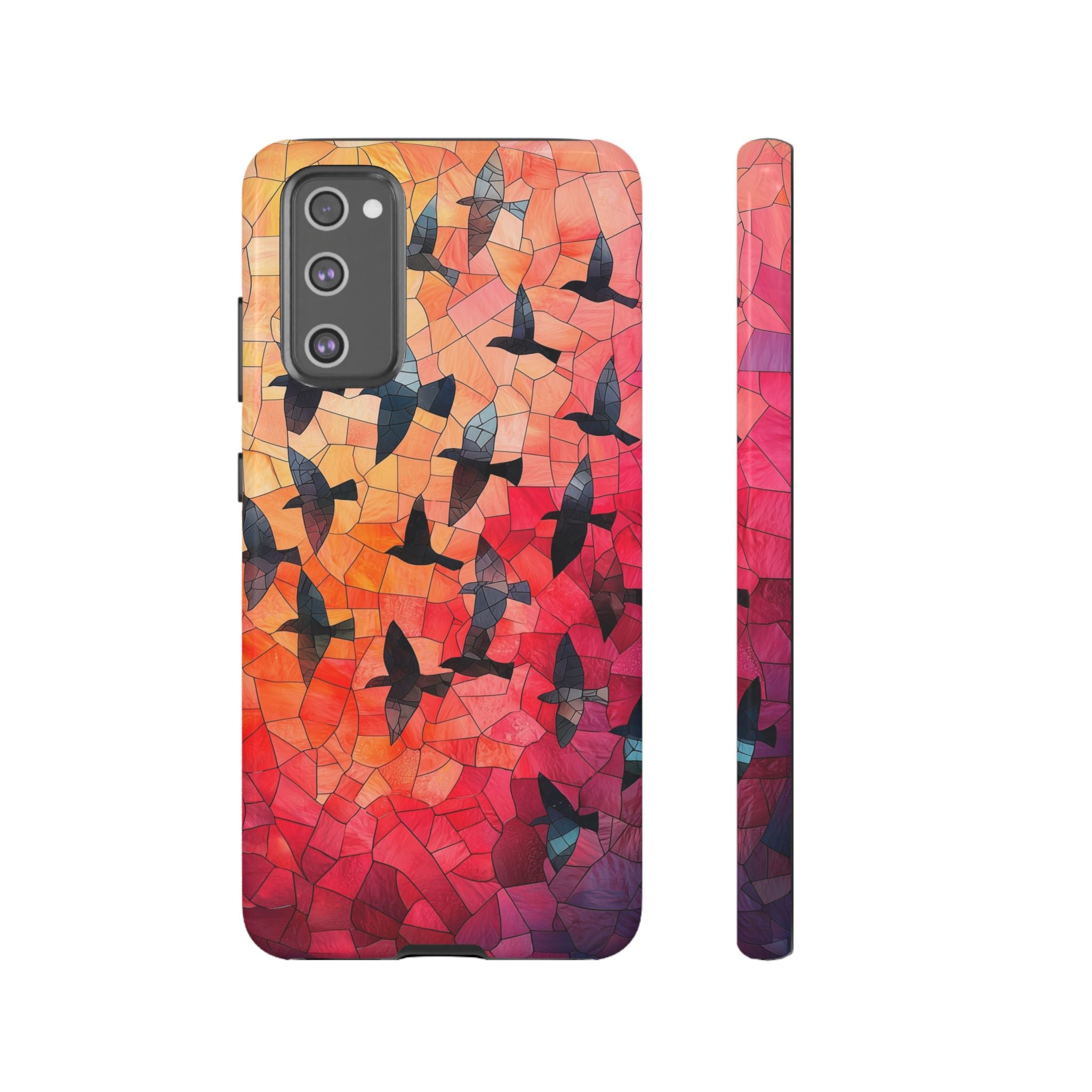 Stained Glass Mosaic Sunset Birds Samsung Galaxy Case