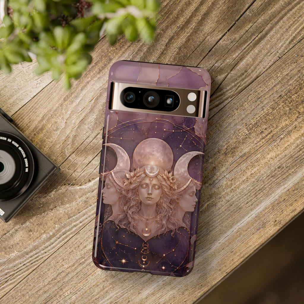 Triple Moon Goddess Google Pixel Phone Case | Witchy Celestial Phone Case
