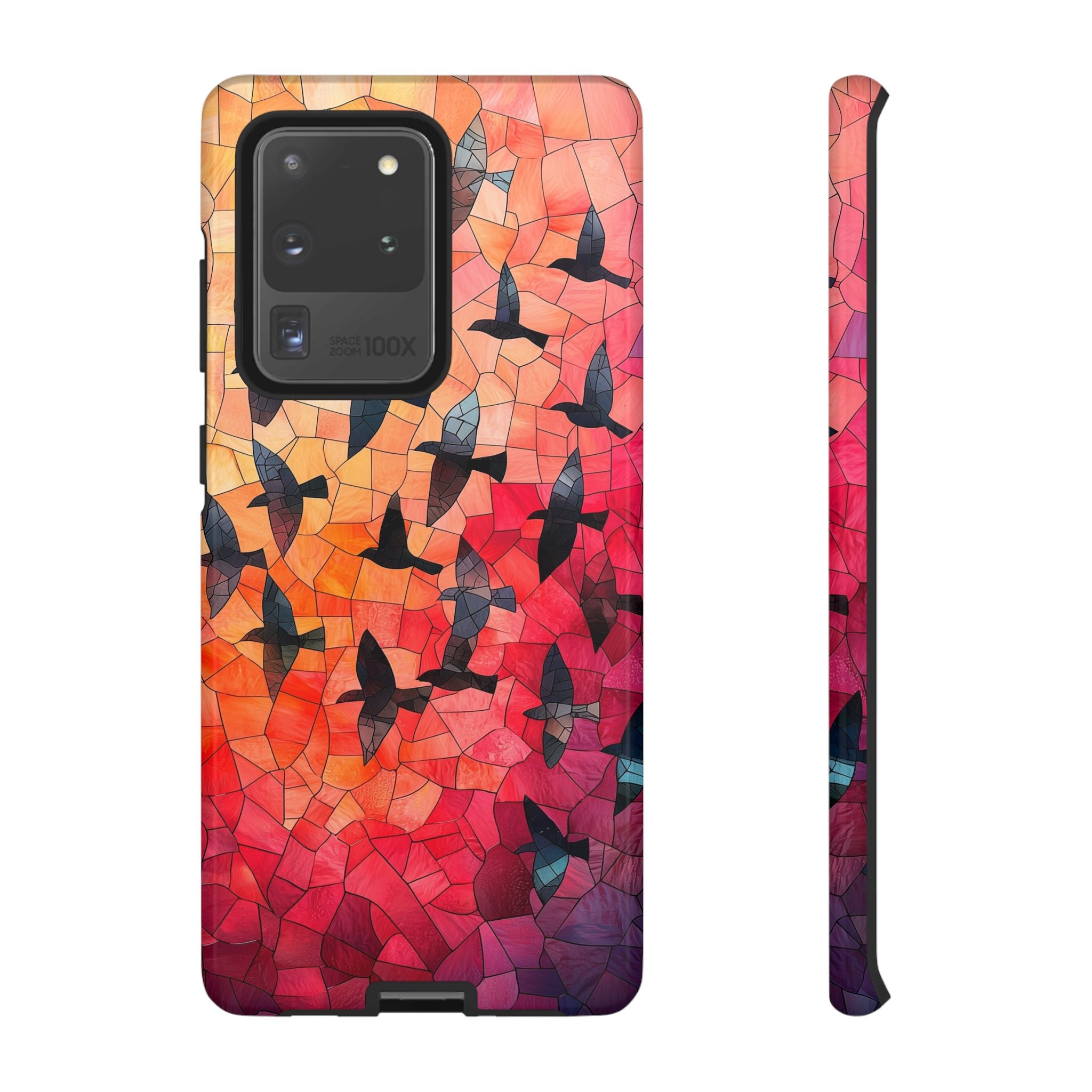 Stained Glass Mosaic Sunset Birds Samsung Galaxy Case