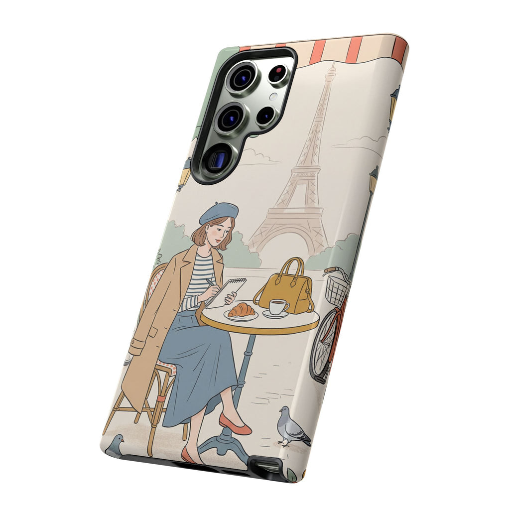 Paris Cafe Samsung Galaxy Phone Case | Cute Vintage Eiffel Tower Travel