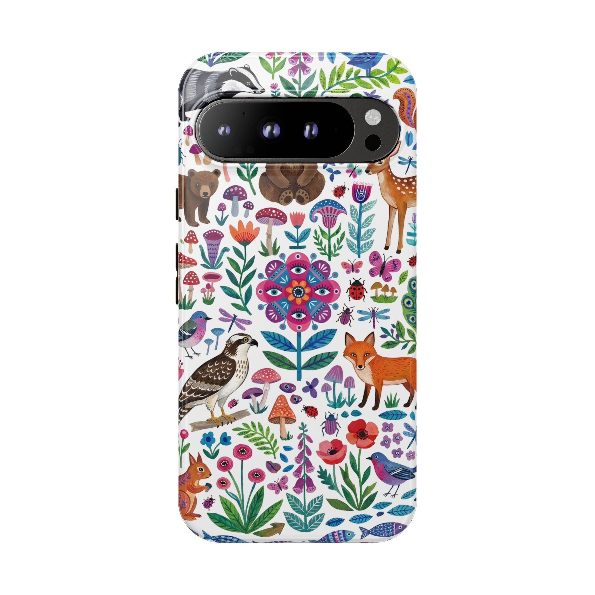 Wild Garden Google Pixel Phone Case | Cute Forest Animals Floral Pattern Tough Case