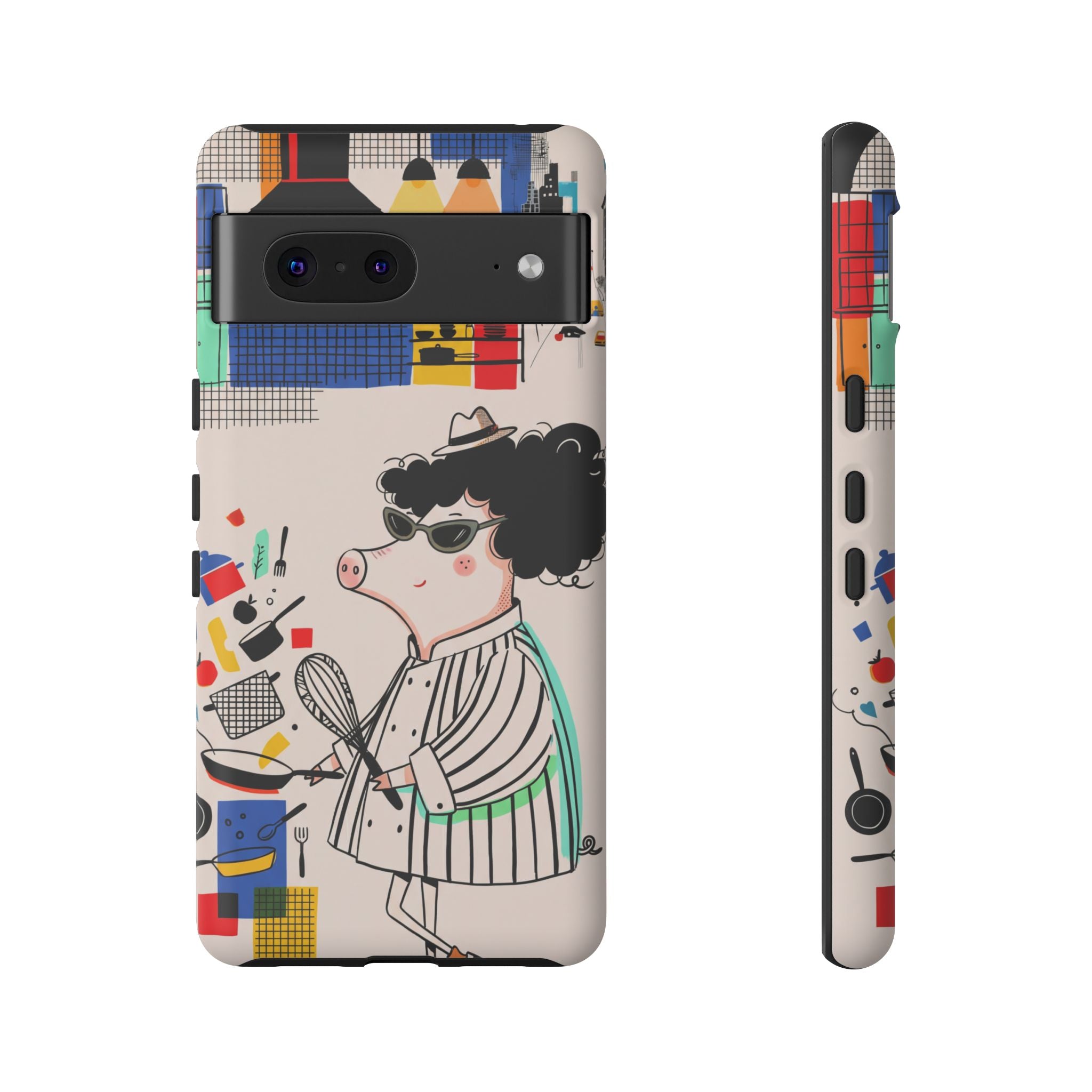 Cute Chef Pig Google Pixel Phone Case | Quirky Cartoon Kitchen Art Tough Case