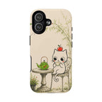 Cute Cat Tea Time MagSafe iPhone Case | Kawaii Kitten with Apple Design