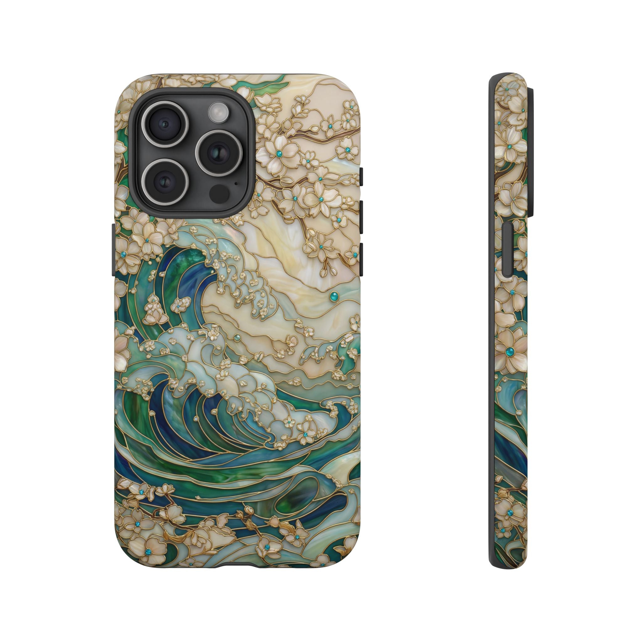 Elegant Ocean Wave Floral Art iPhone Case