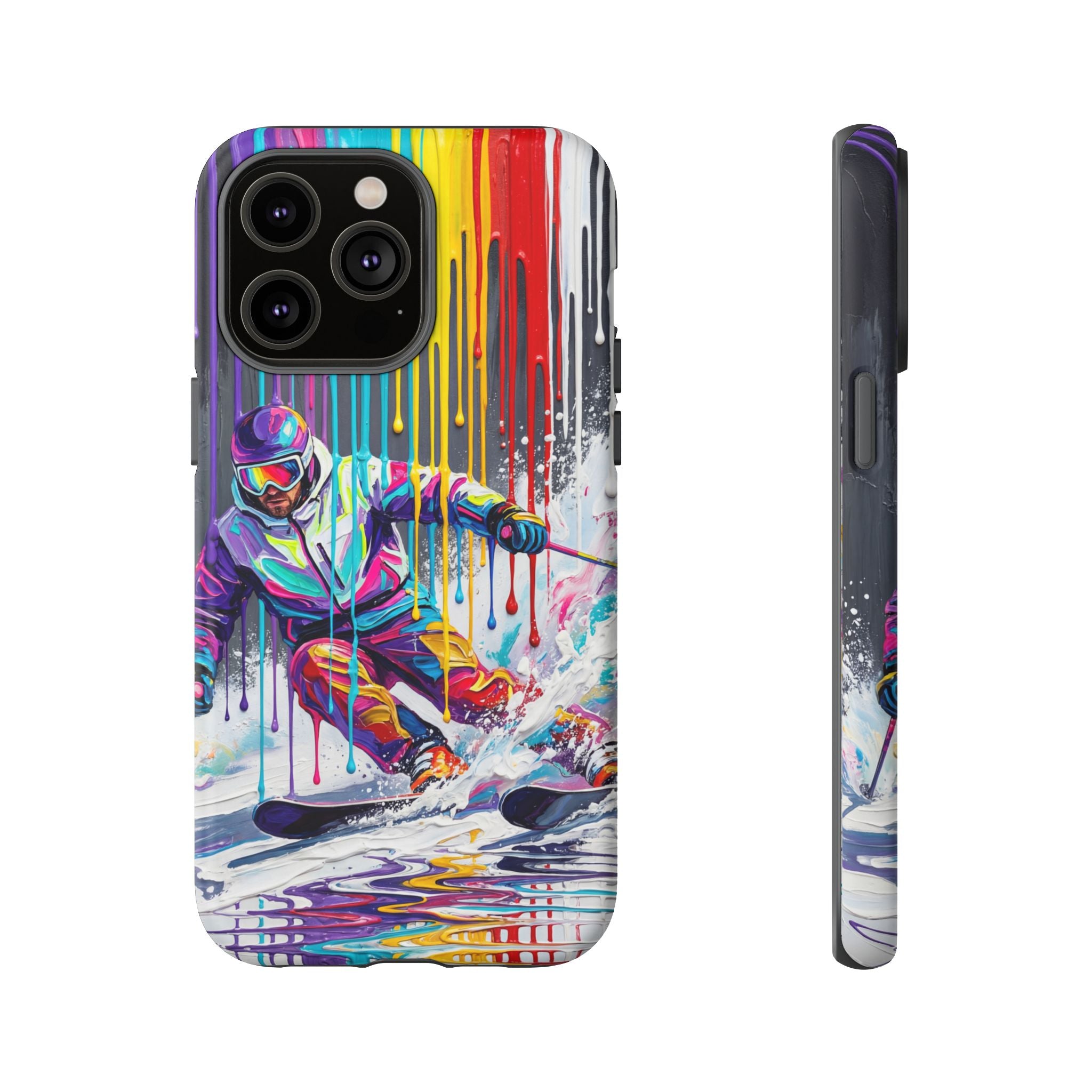 Colourful Skiing Drip Art Tough iPhone Case
