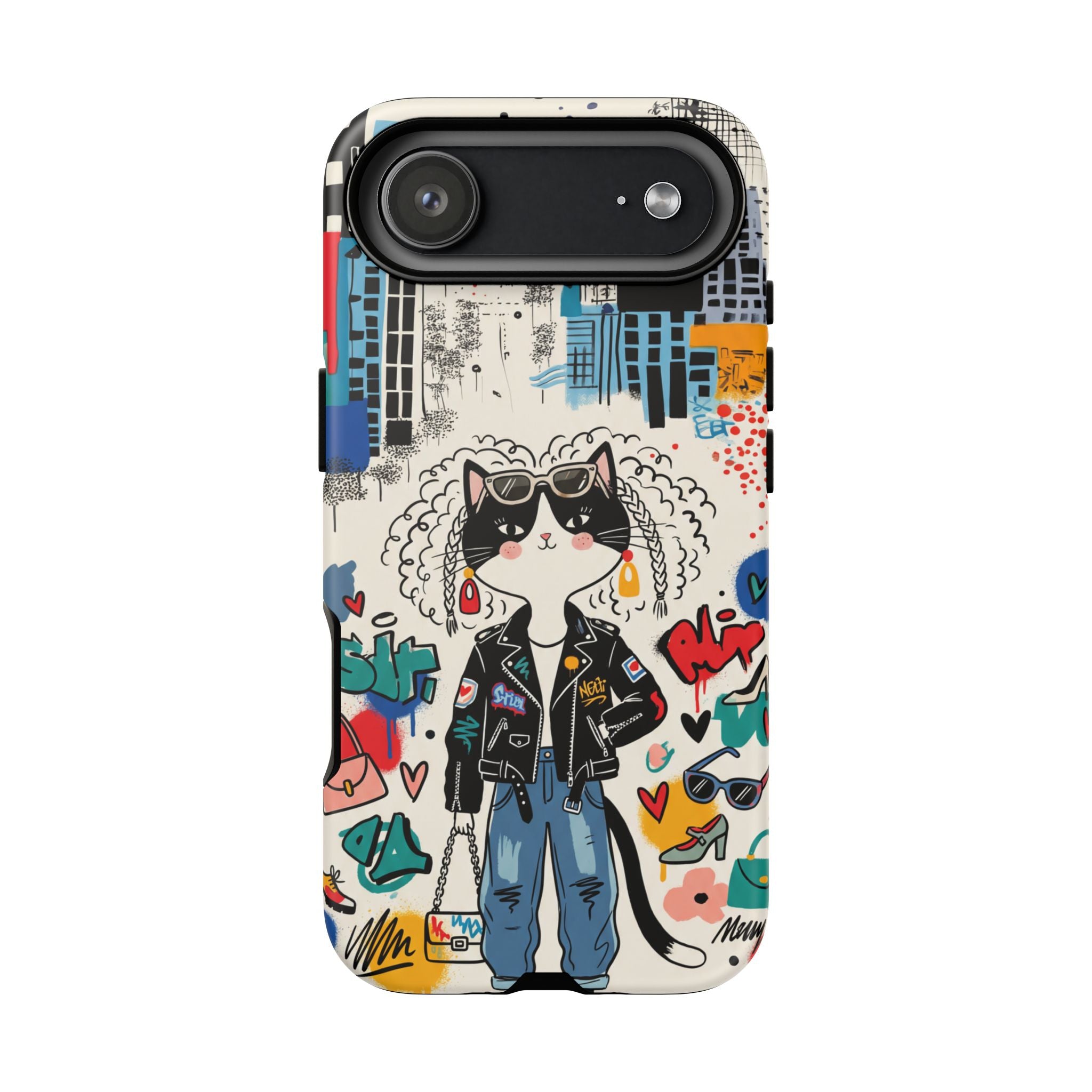 Punk City Cat Graffiti Design iPhone Case
