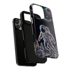 Custodia per iPhone a tema astronauta ed esploratore spaziale al neon
