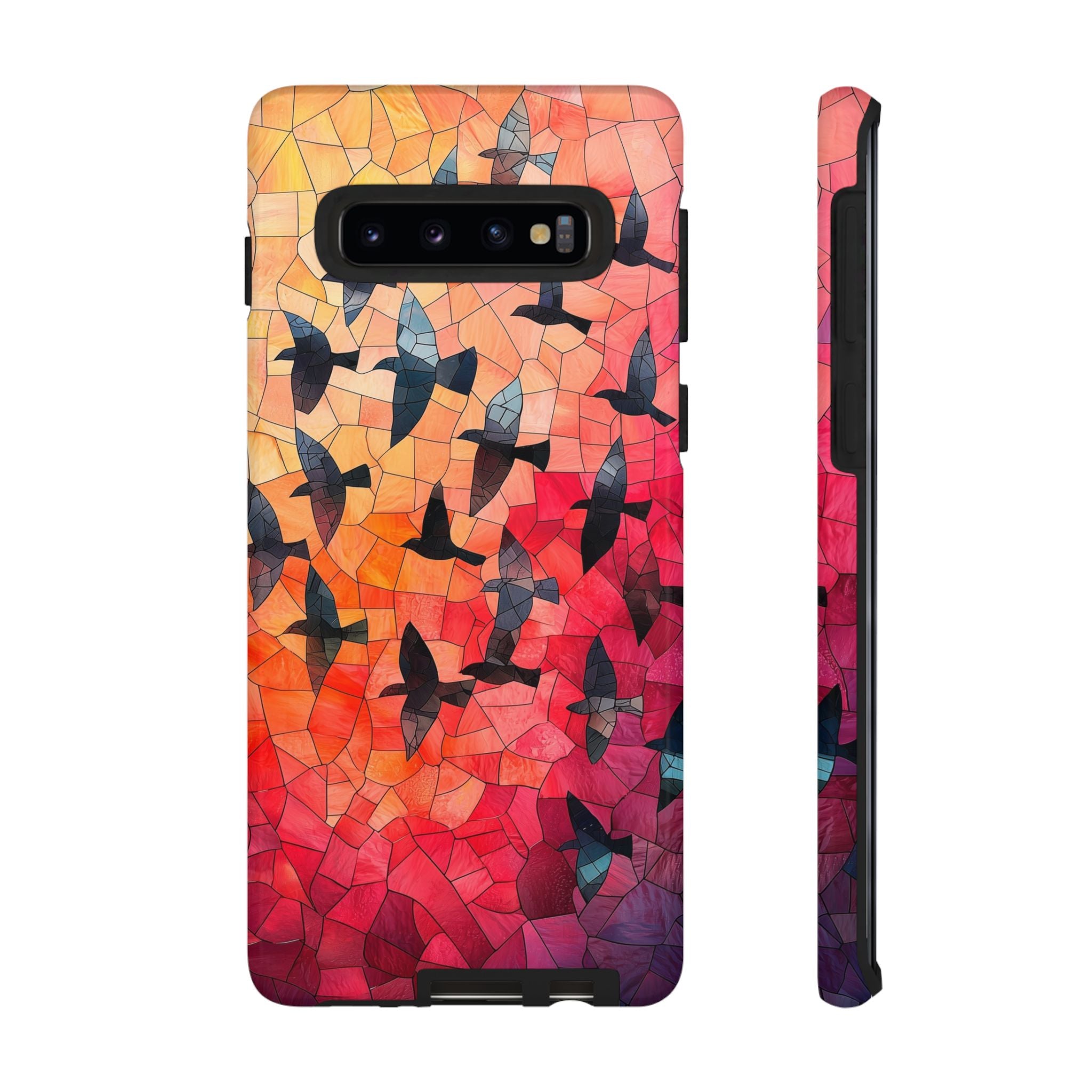 Stained Glass Mosaic Sunset Birds Samsung Galaxy Case
