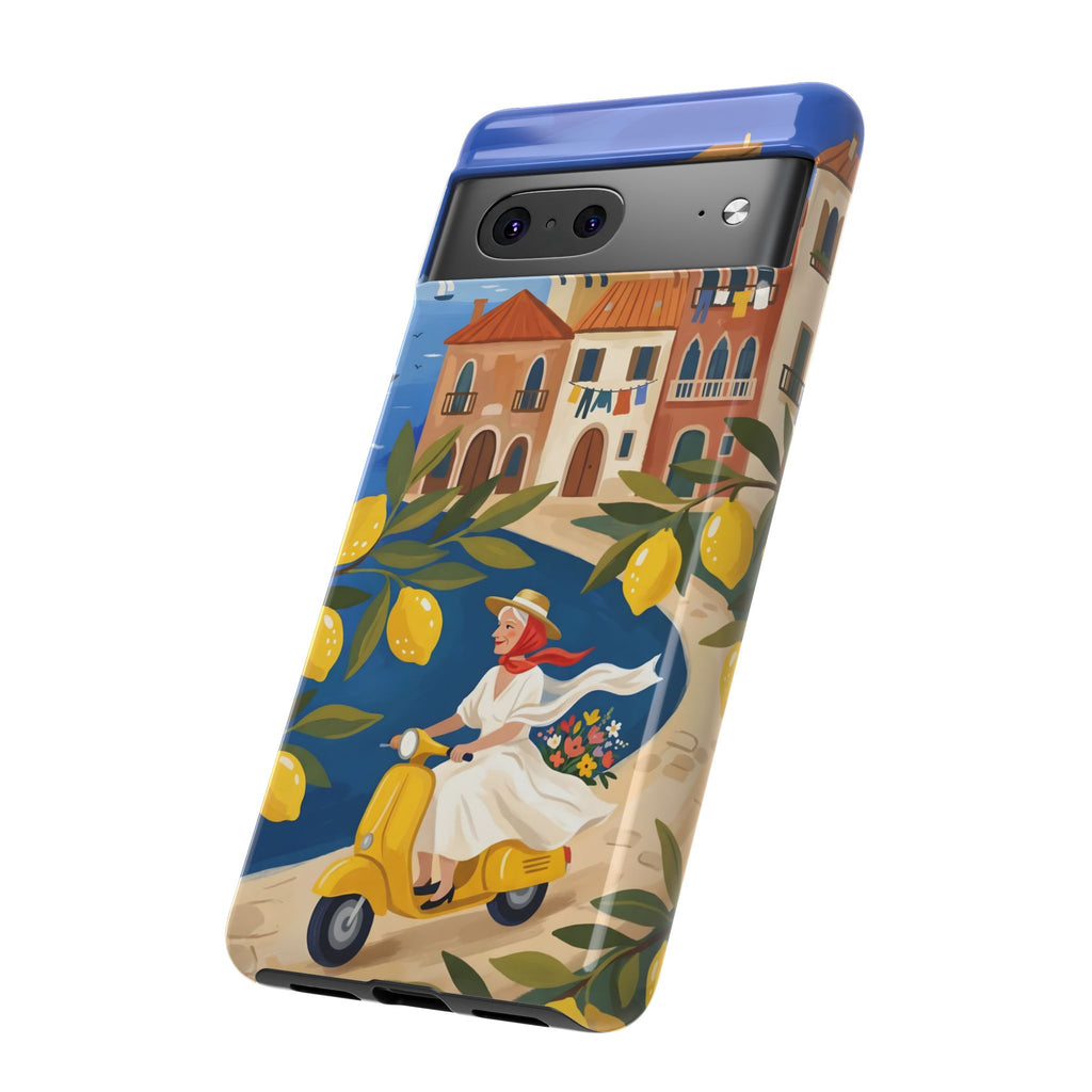 Lemon Coast Scooter Google Pixel Phone Case | Mediterranean Vespa Travel Design