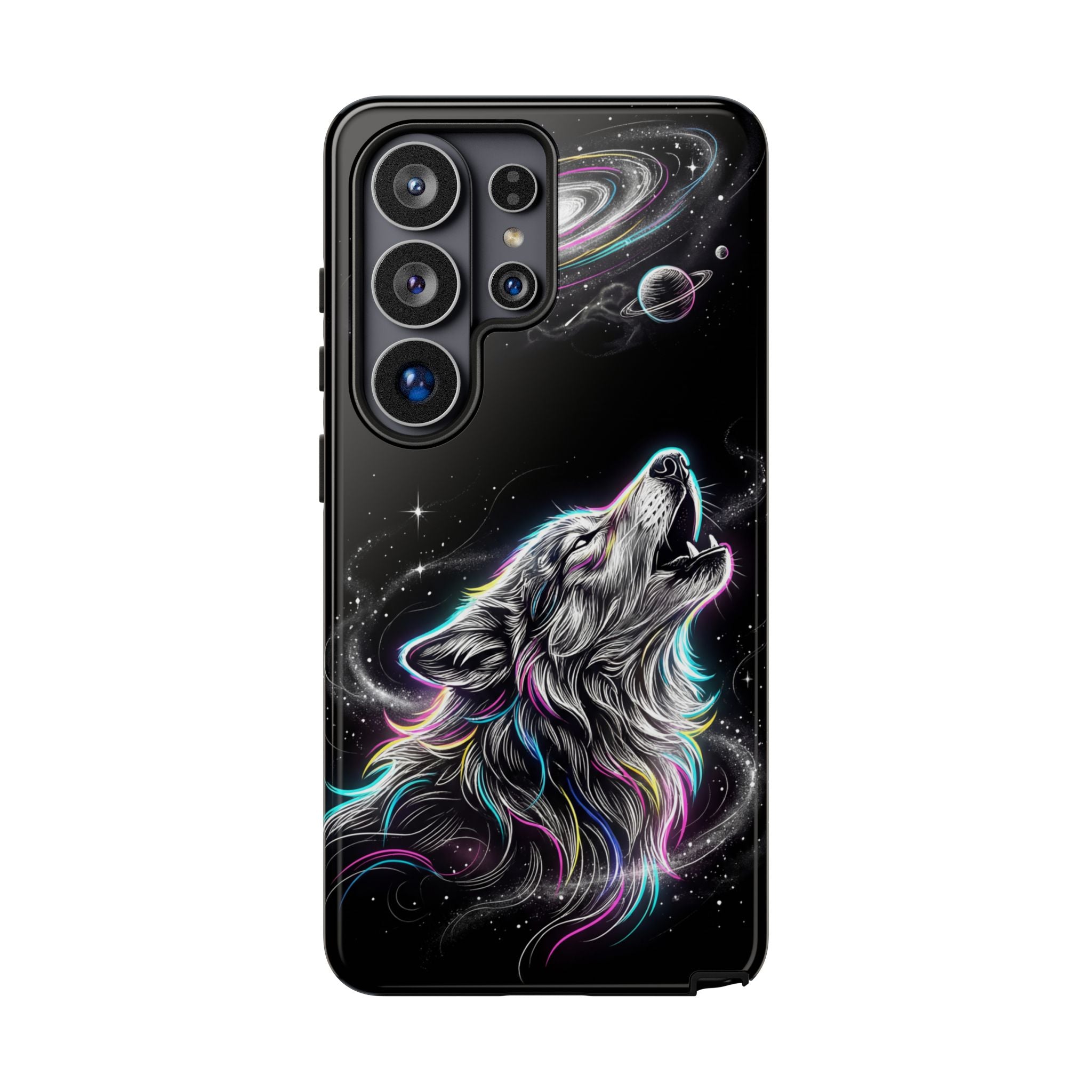 Wolf Galaxy Tough Samsung Galaxy Phone Case | Colorful Howling Wolf Space Design