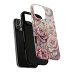 Cover iPhone MagSafe "Floral Moon Tough" | Guscio Protettivo Peonia Rosa Vintage