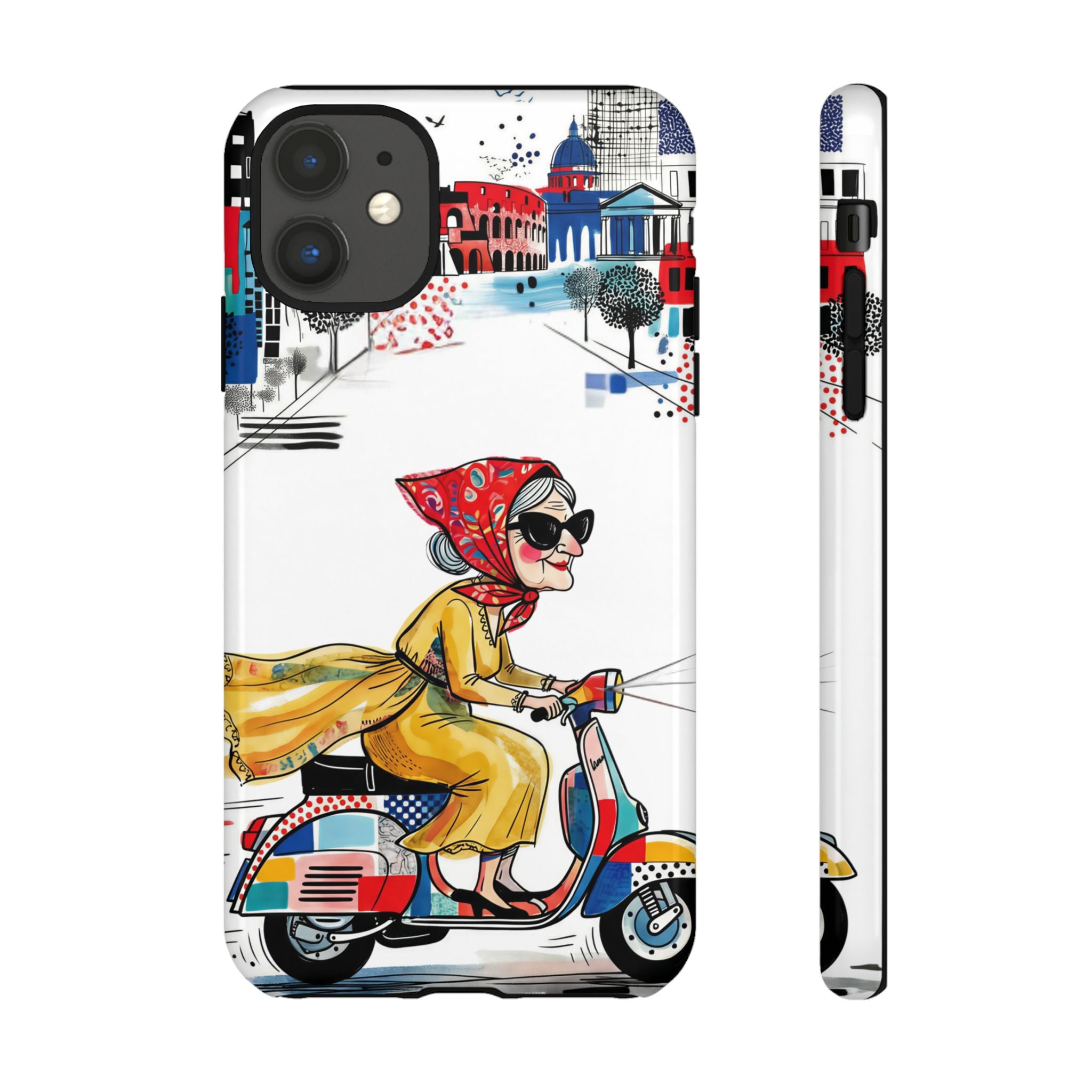 Vintage Vespa Granny iPhone Case | Retro Scooter Travel iPhone Cover