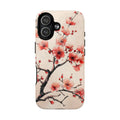 Cover MagSafe per iPhone con fiori di ciliegio | Motivo ramo floreale rosa