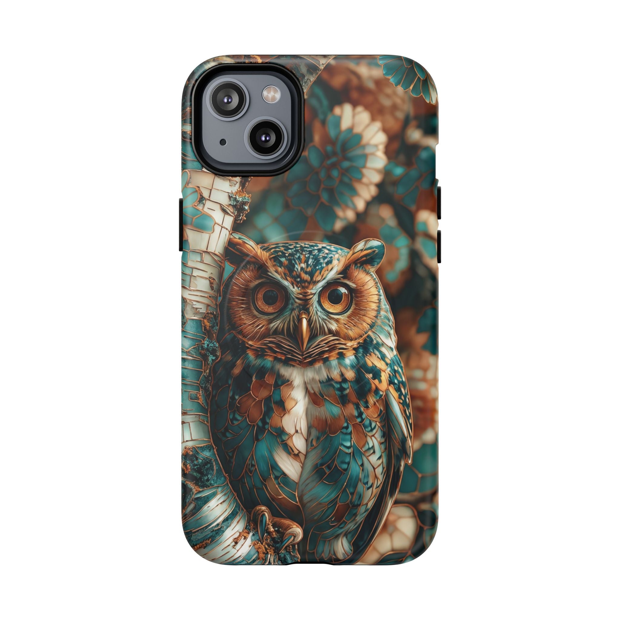 Custodia MagSafe resistente per iPhone con motivo a mosaico gufo